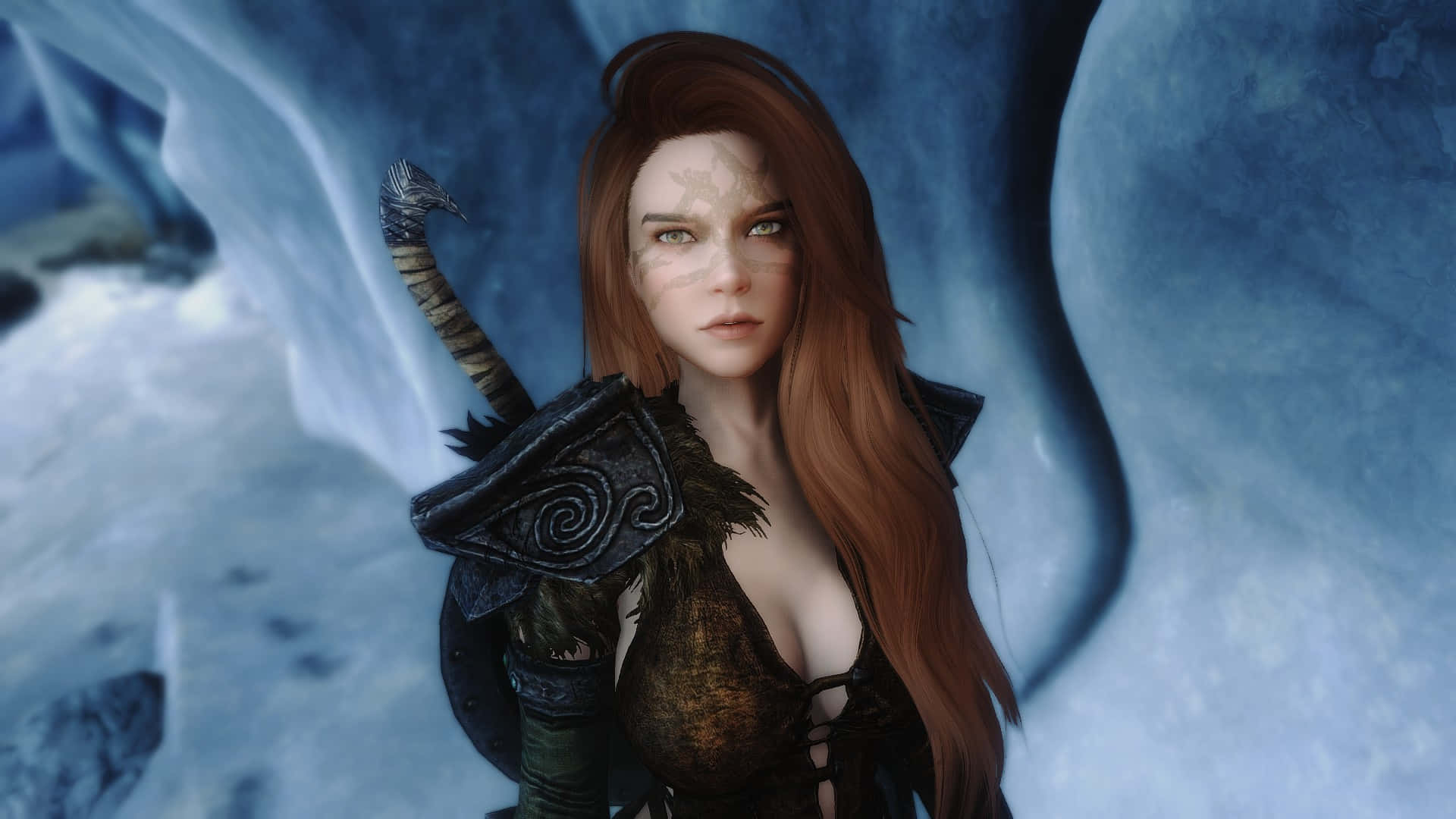 Aela the Huntress: A Powerful and Fearless Warrior in Skyrim Wallpaper