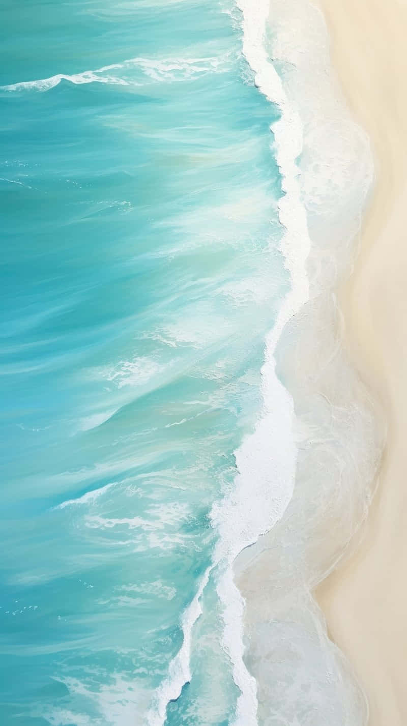 Aerial Beach Waves Sand Texture Wallpaper