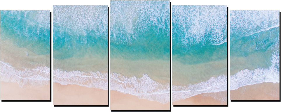 Aerial Beach Waves5 Panel Wall Art PNG