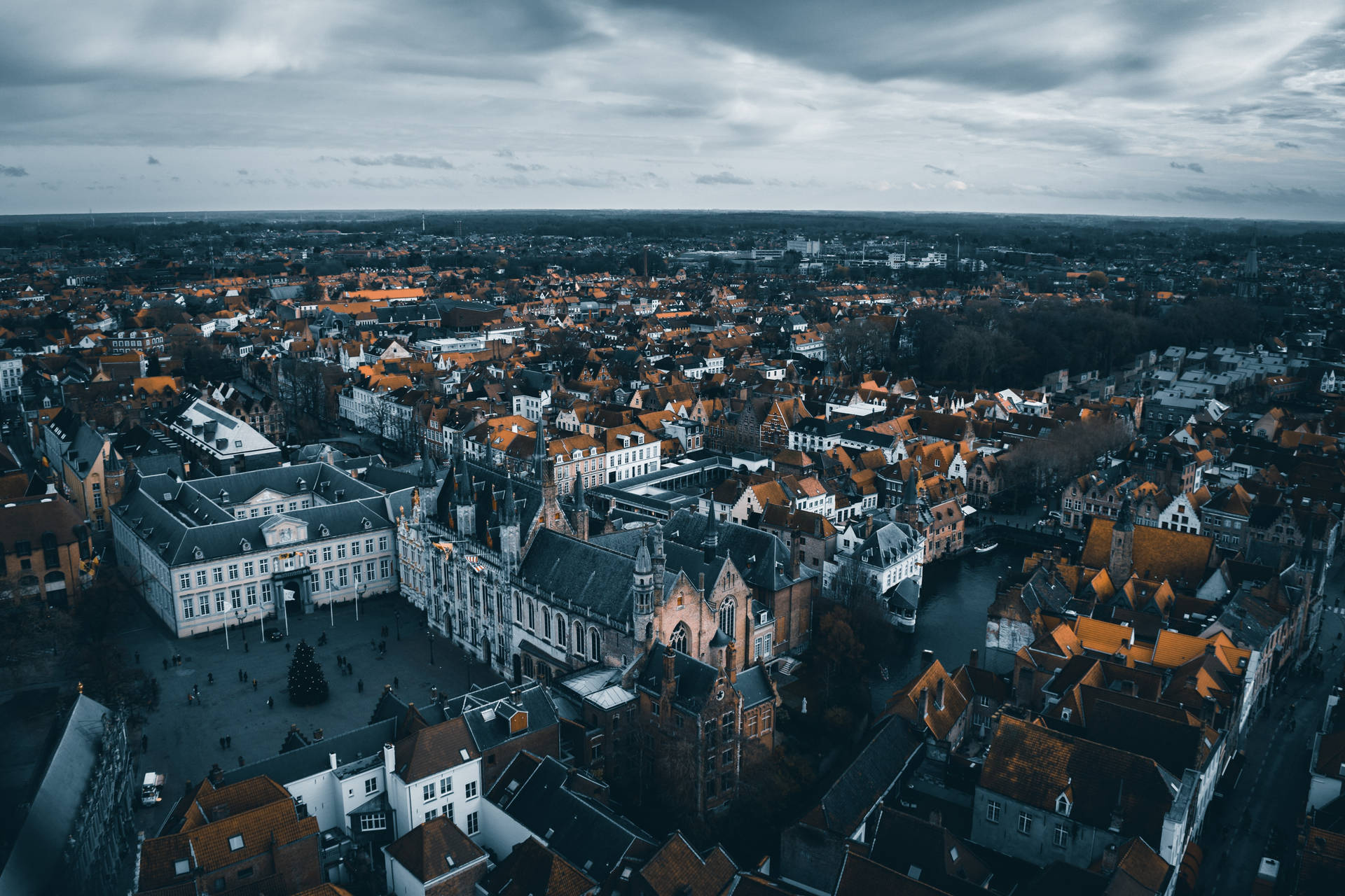 Aerial Bruges, Bélgica Papel de Parede