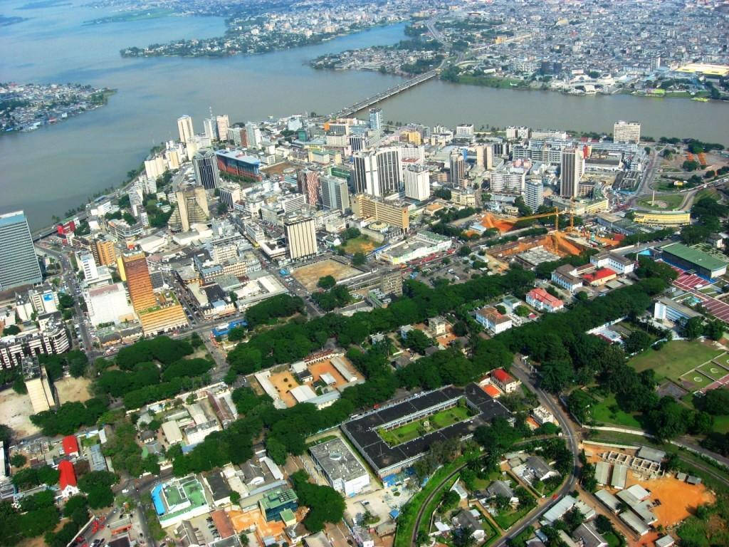 Aerial City View In Ivory Coast Background
