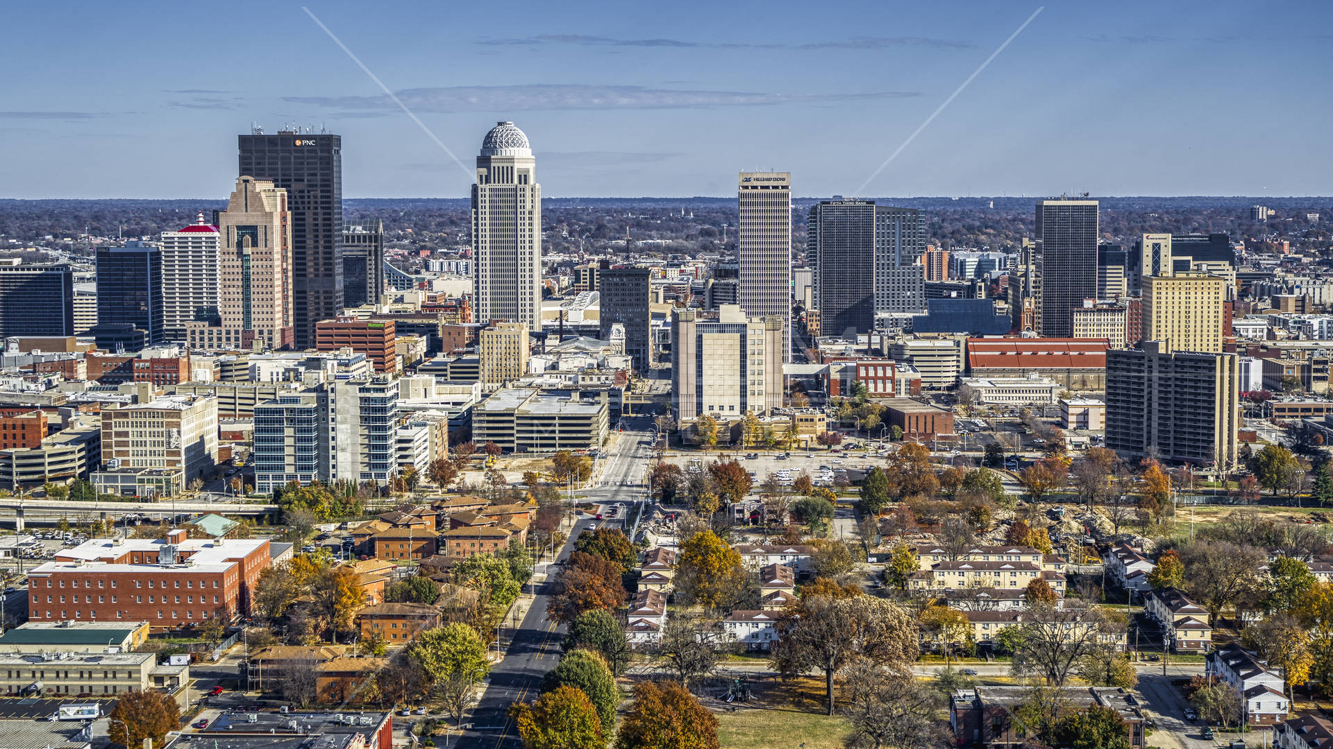 Aerial City View Of Louisville, Kentucky Wallpaper