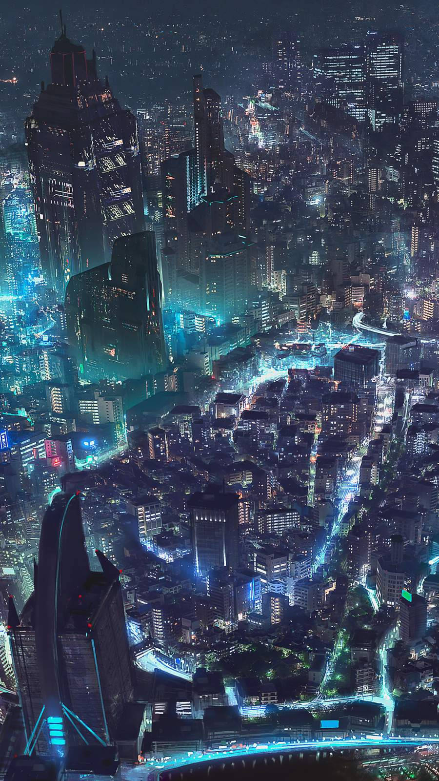 Aerialstadtbild Cyberpunk Iphone X Wallpaper