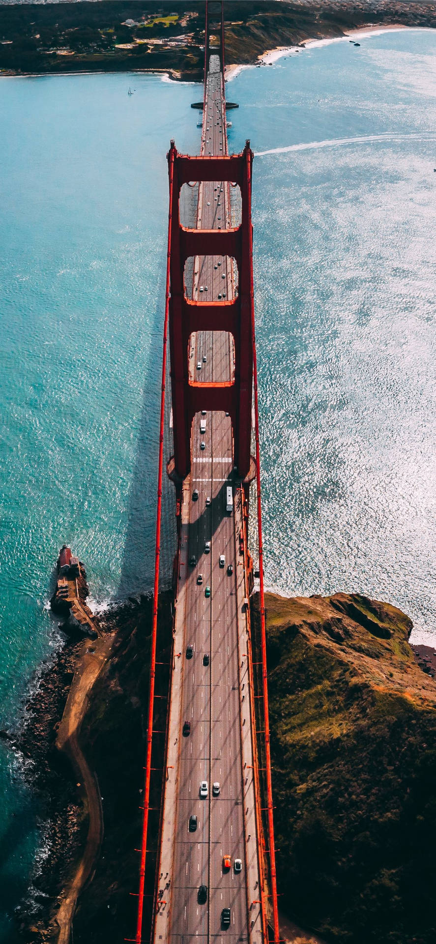 Luftfoto af Golden Gate Bridge iPhone 2021 Tapet Wallpaper