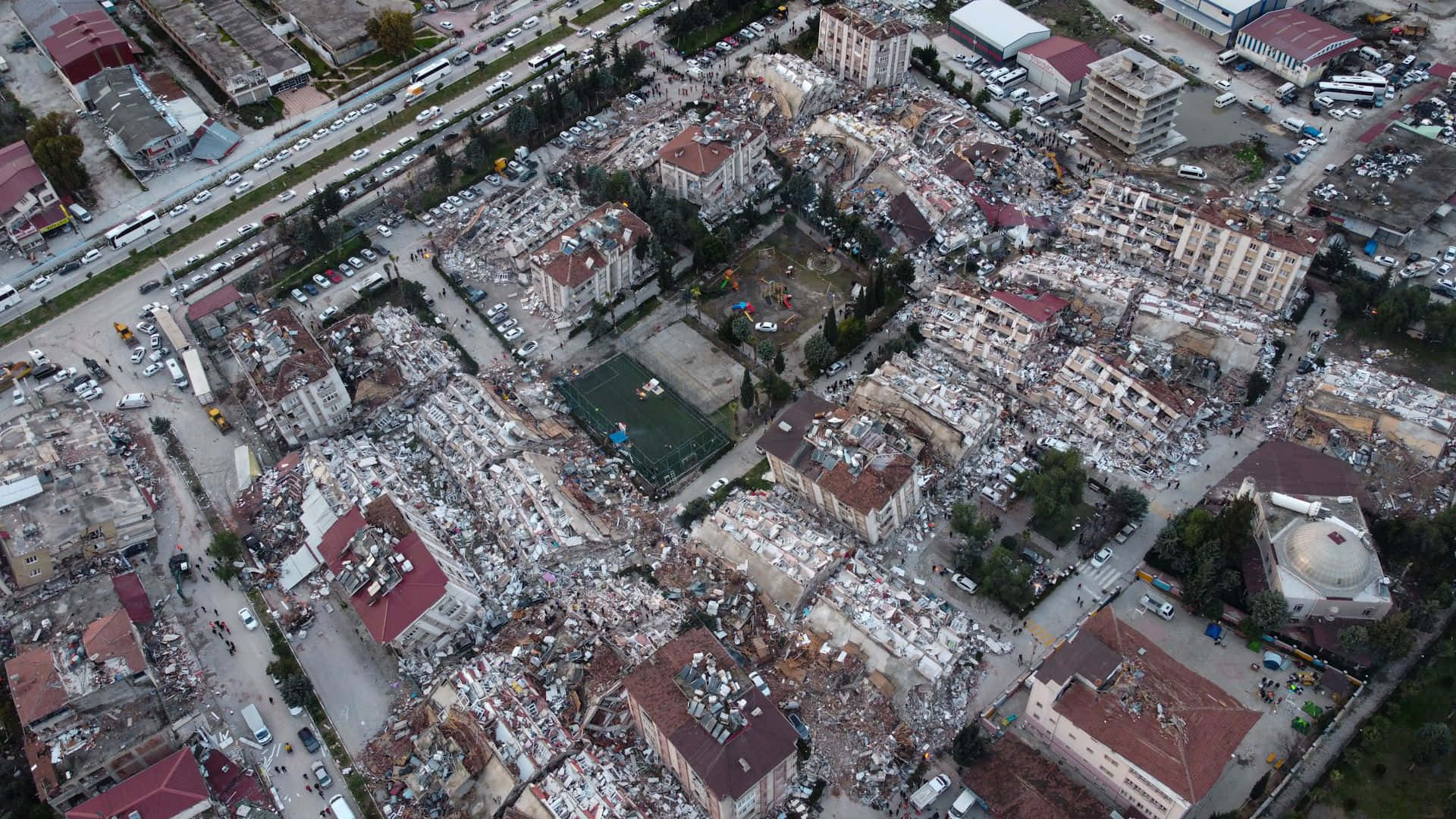 Crowded Street Aerial Picture