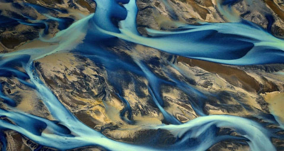 Aerial River Delta Patterns Wallpaper