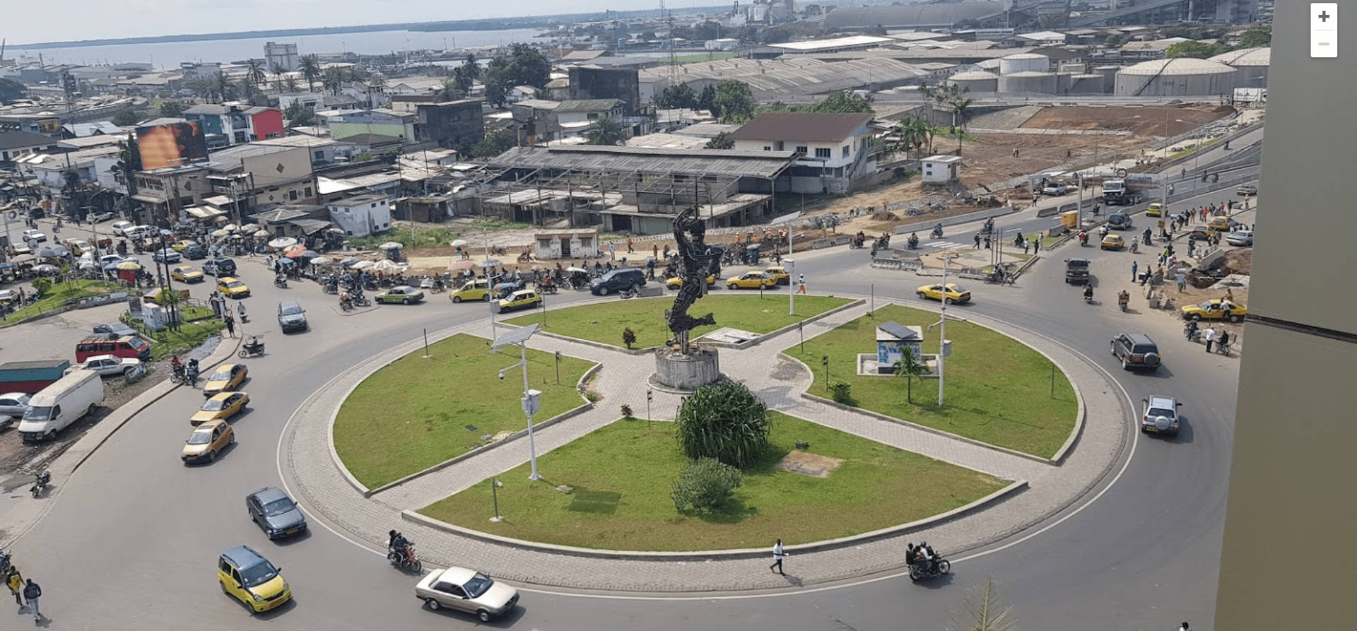 Aerial Shot Of Deïdo Roundabout Douala Cameroon Wallpaper