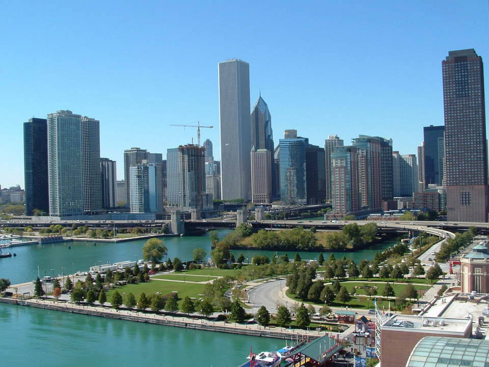 Aerial Shot Of Navy Pier In Chicago, Illinois Wallpaper
