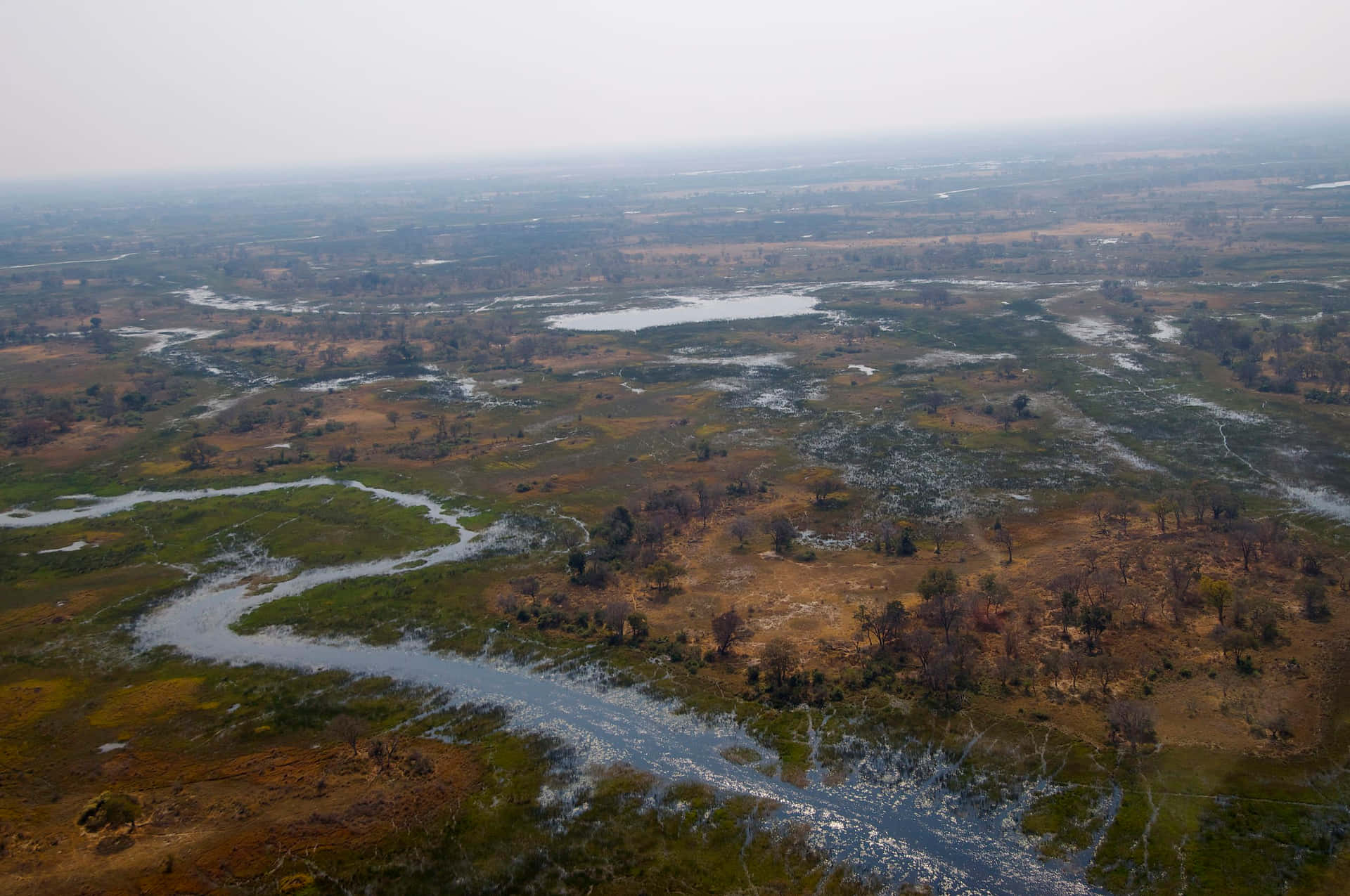 Aerial Shot Of The Okavango Delta Wallpaper