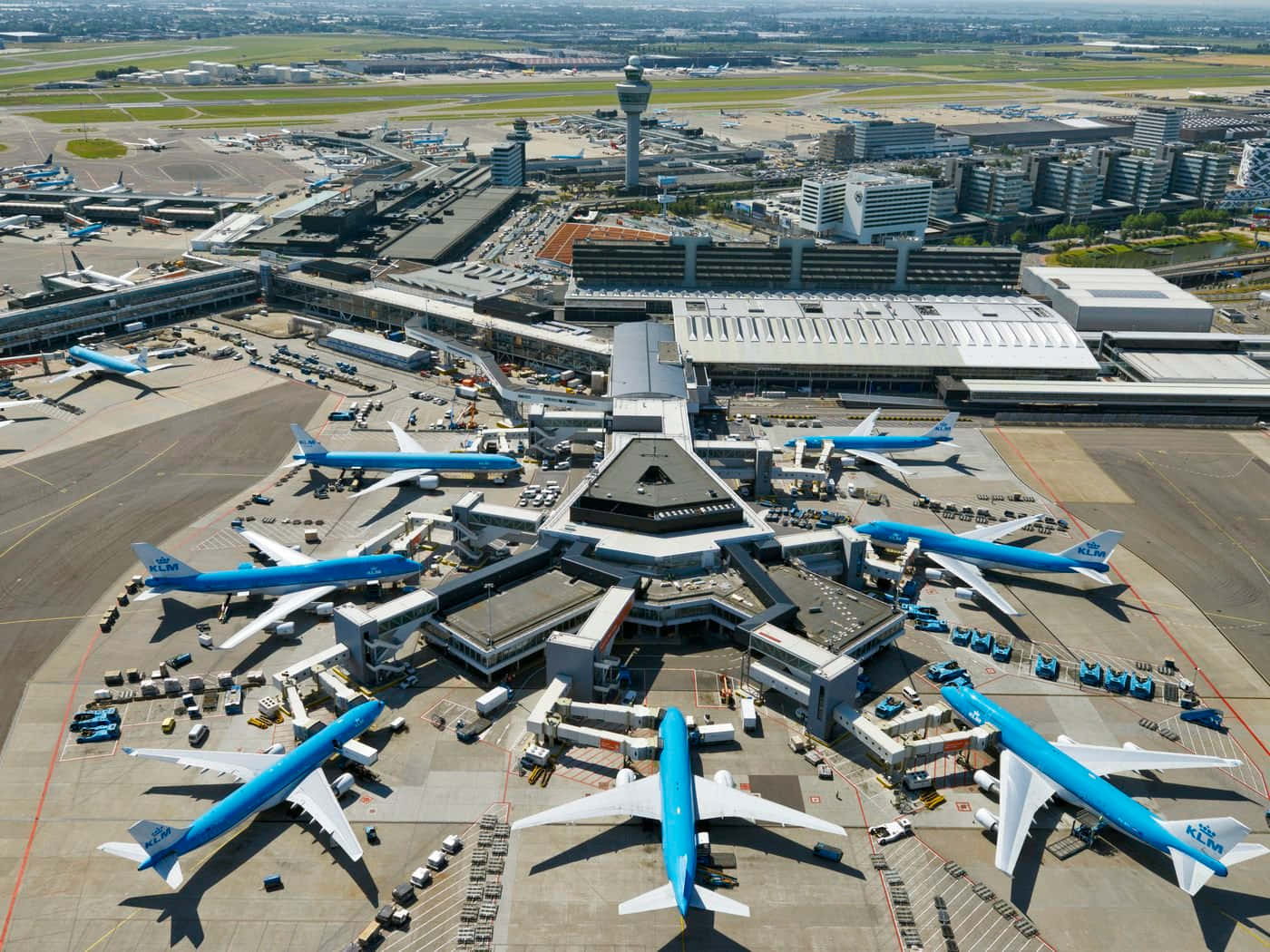 Fugleperspektiv Amsterdam Lufthavn Schiphol Bakgrunnsbildet