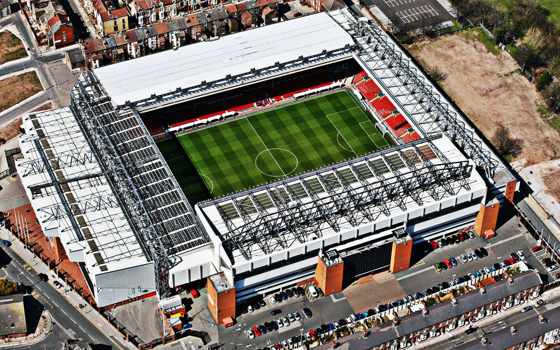 Aerial View Anfield Stadium Liverpool Wallpaper