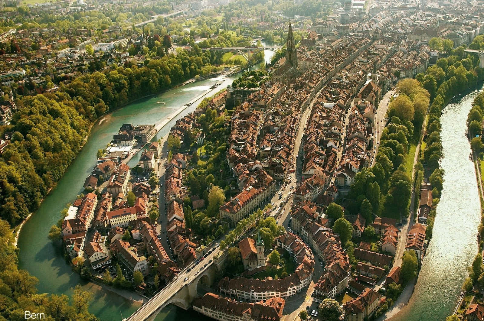 Aerial View Bern Switzerland Wallpaper