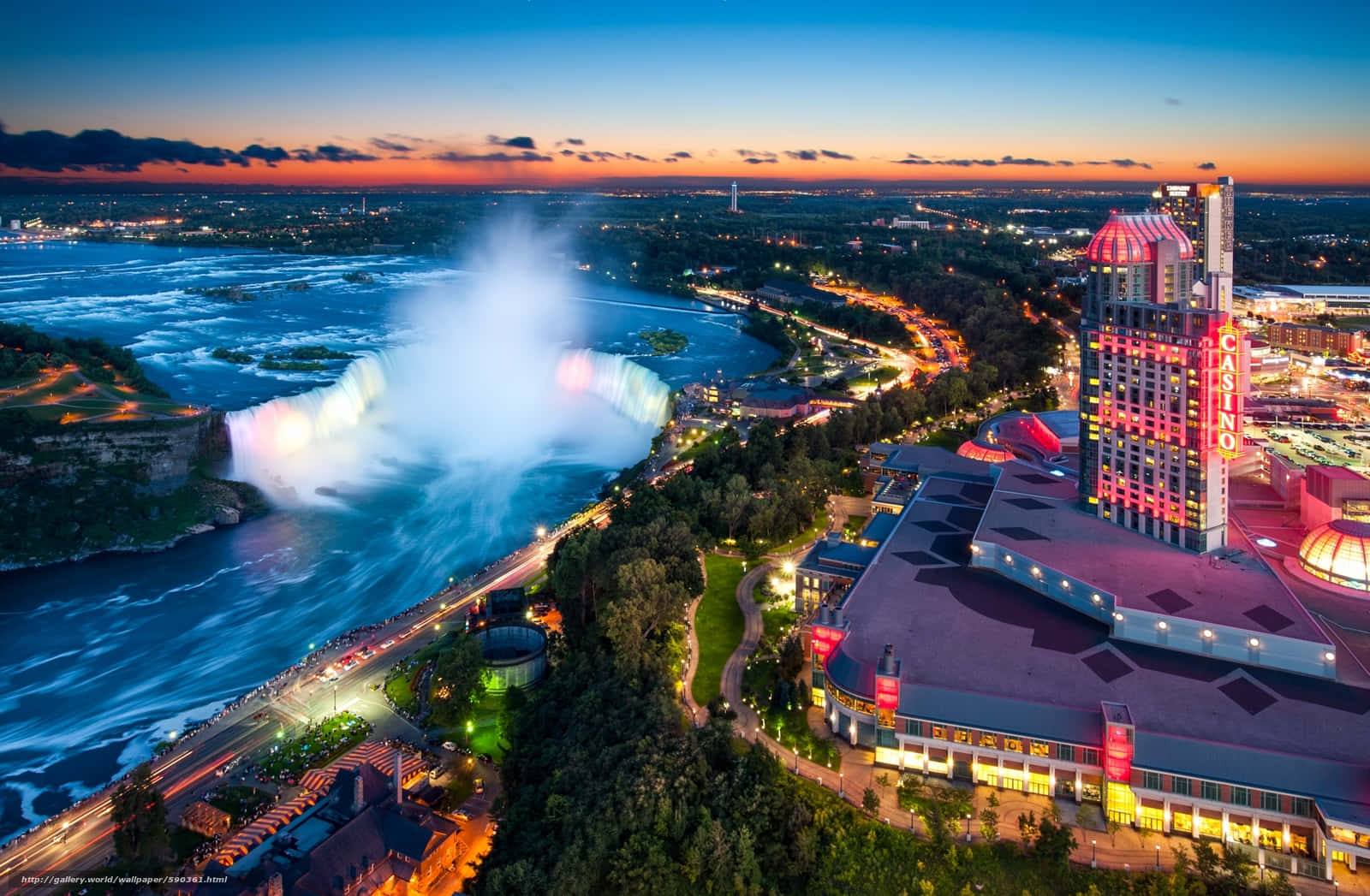 Luftvyöver Casino Niagara Falls I Kanada. Wallpaper