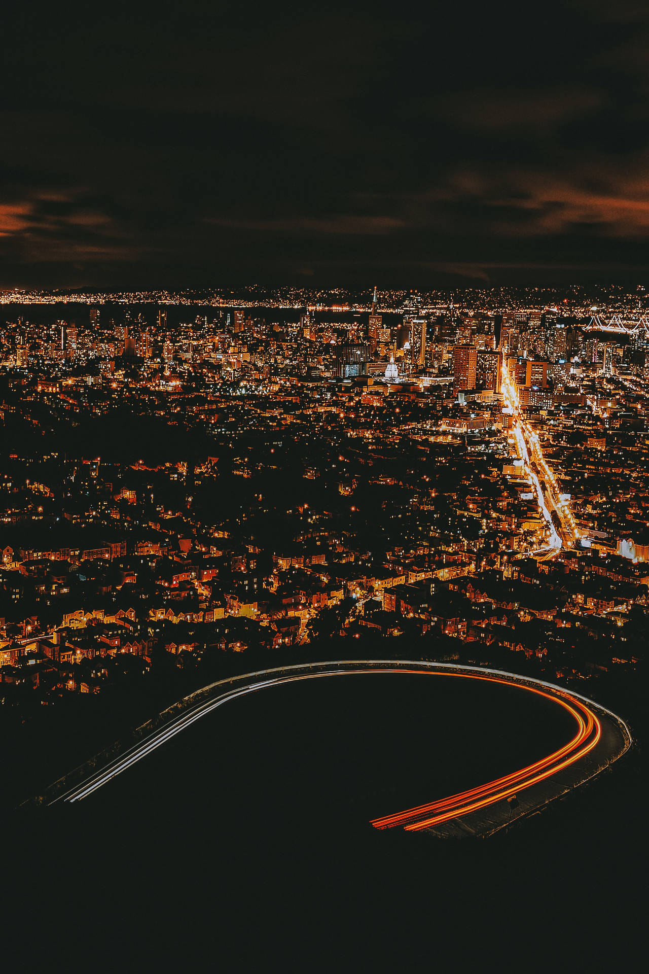 Aerial View City Night Wallpaper