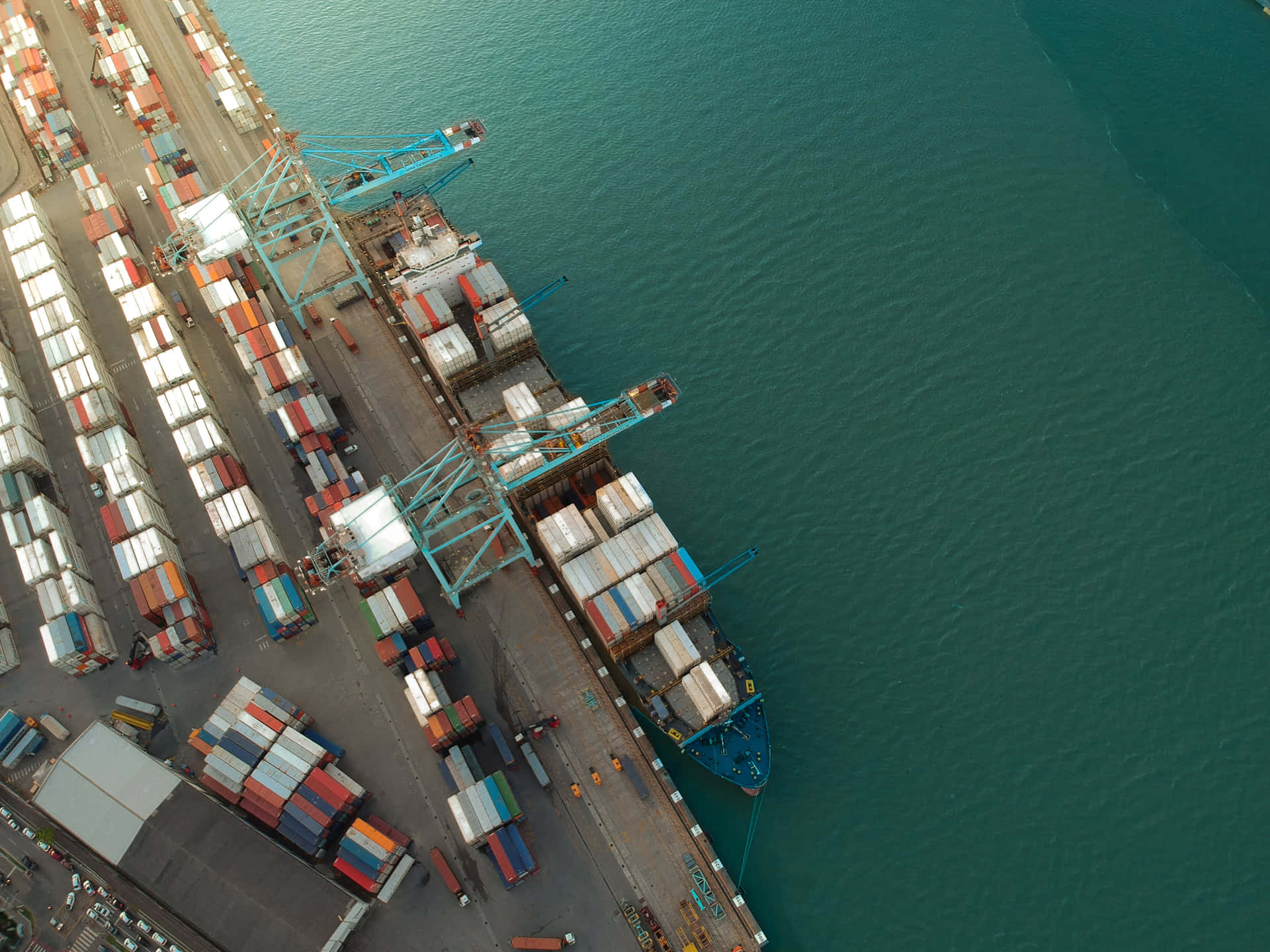 Aerial View Container Port Wallpaper