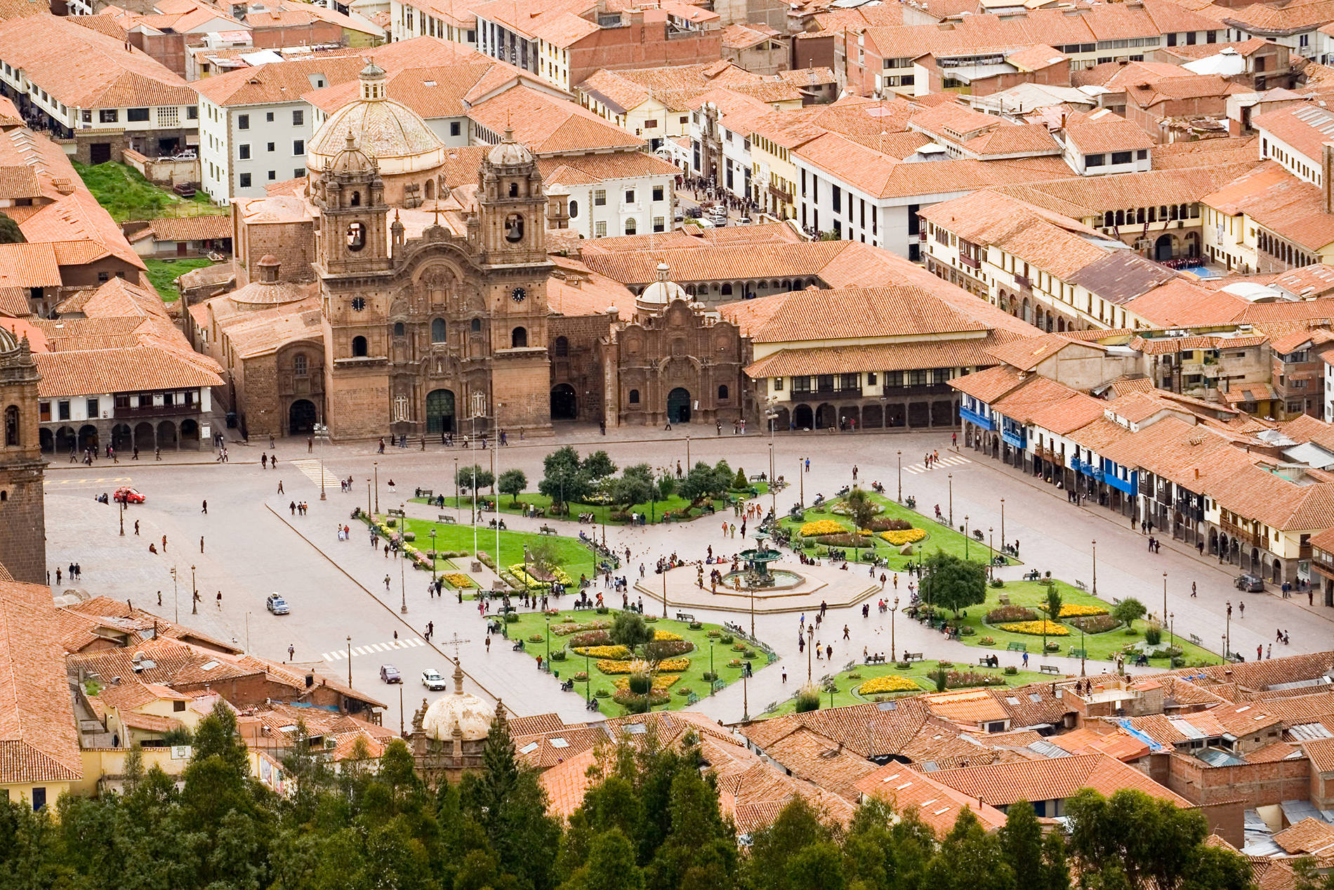 Aerial View Cusco Peru Main Square Wallpaper