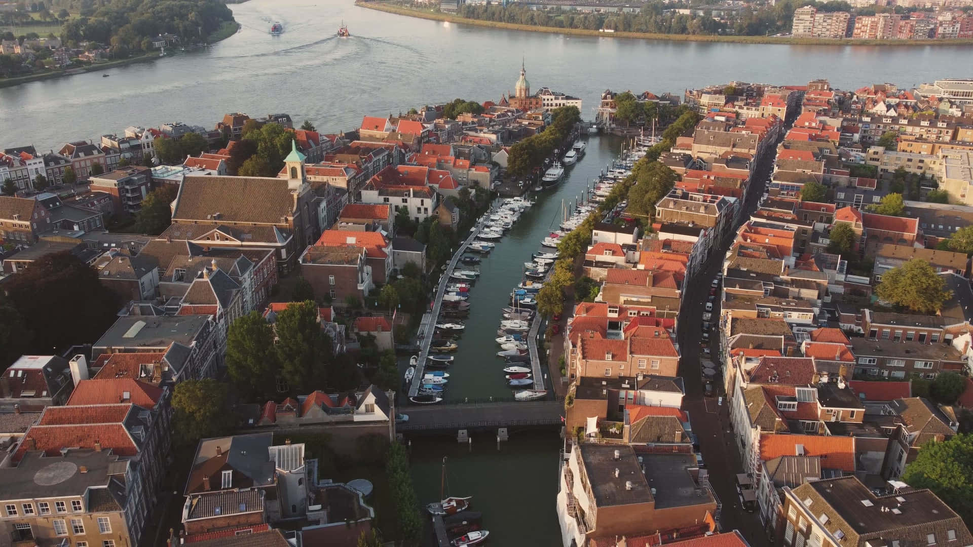 Aerial View Dordrecht Netherlands Wallpaper