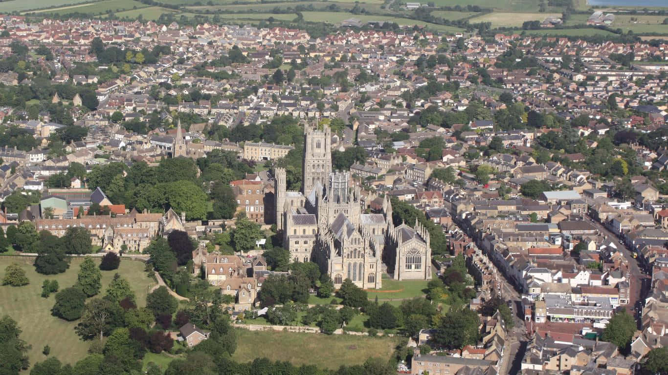 Aerial View Ely Cathedral United Kingdom Wallpaper
