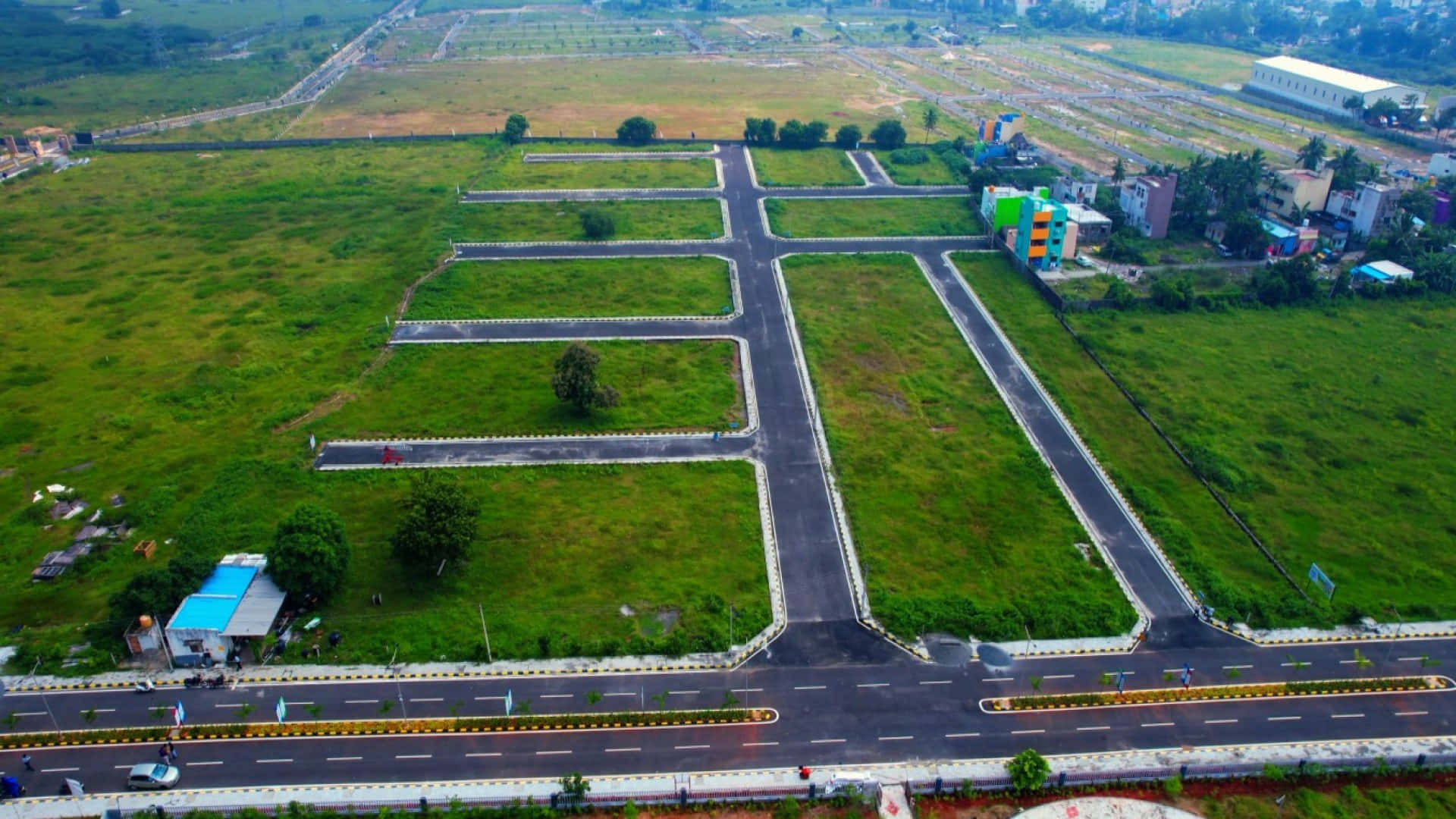 Aerial View Empty Residential Development Wallpaper