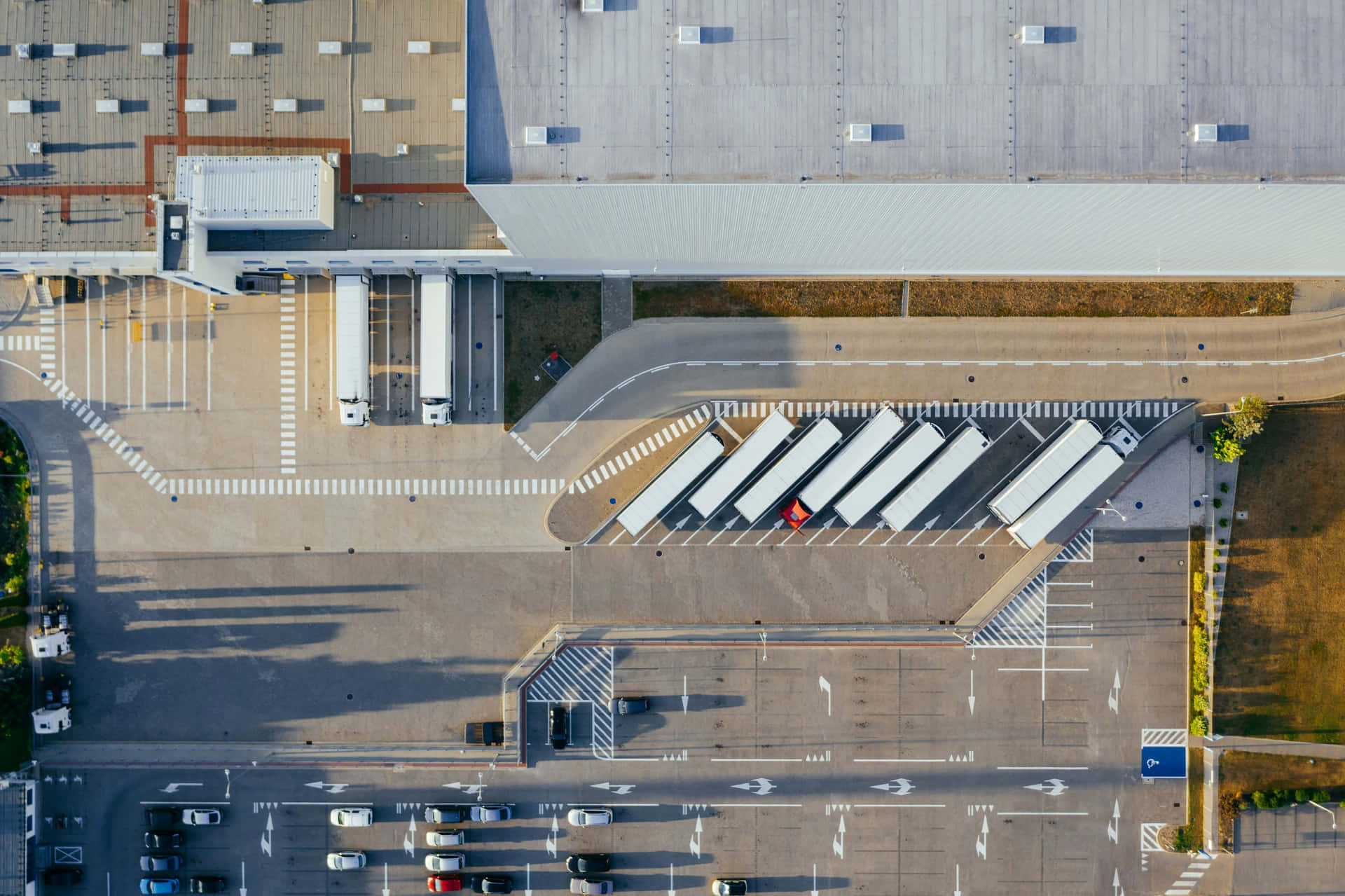 Aerial View Industrial Distribution Center Wallpaper