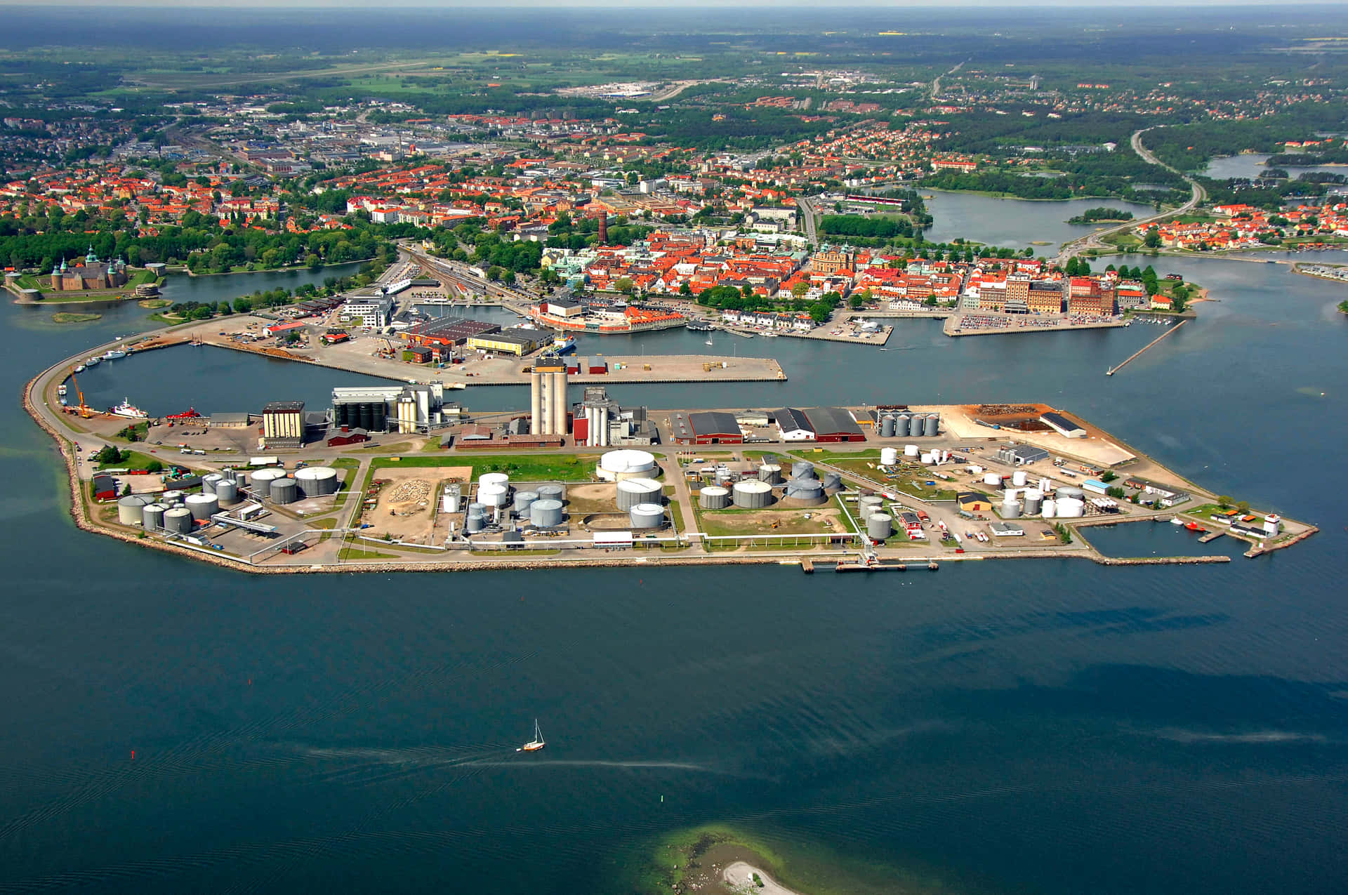 Aerial View Kalmar Sweden Wallpaper