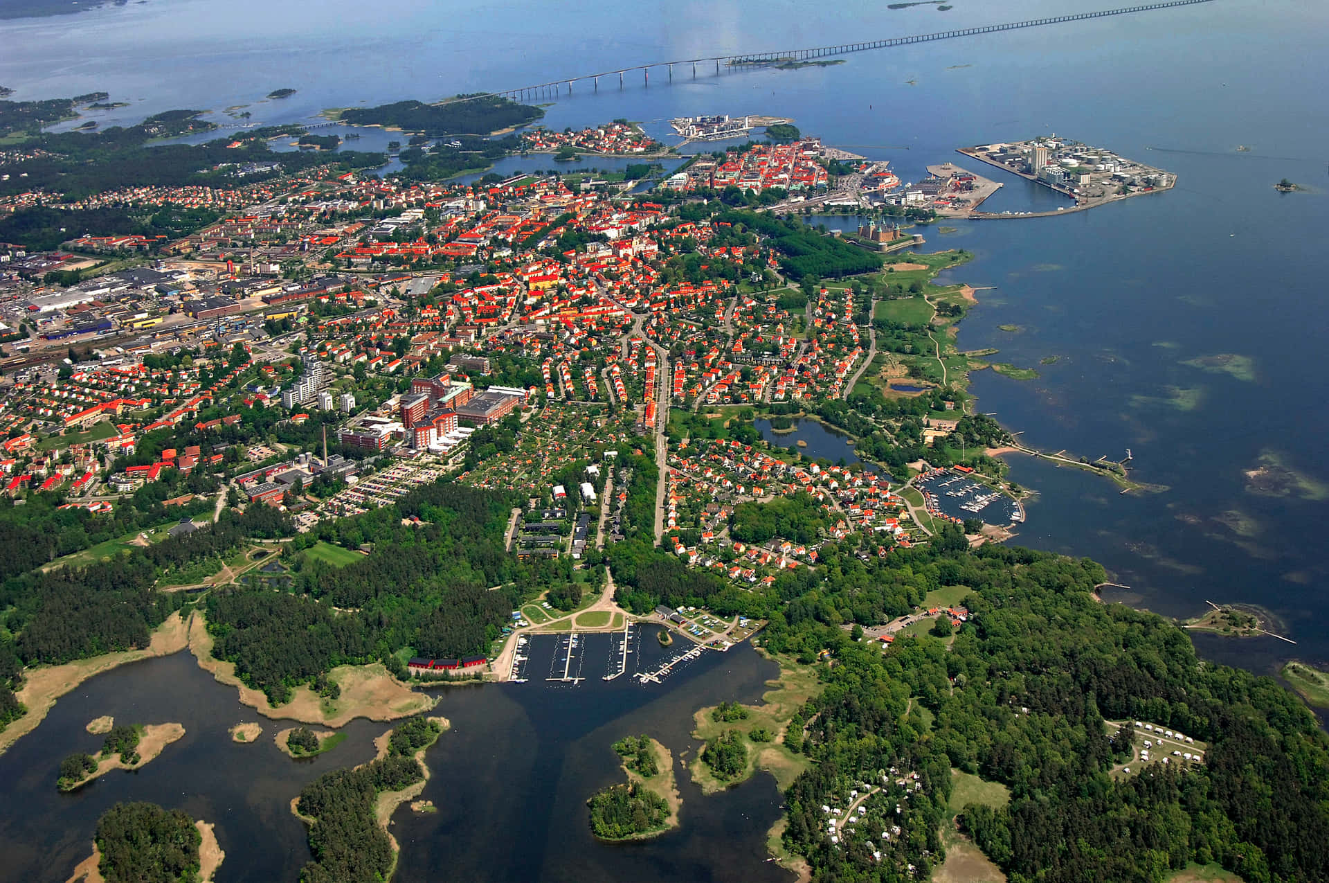 Aerial View Kalmar Sweden Wallpaper