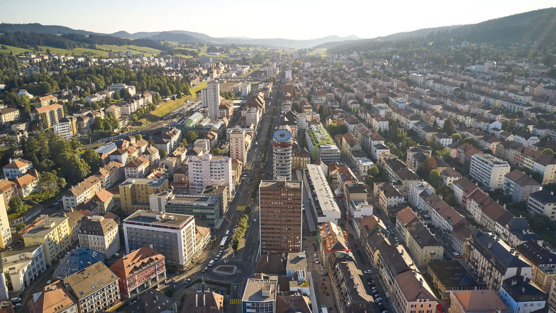 Aerial View La Chaux De Fonds Switzerland Wallpaper