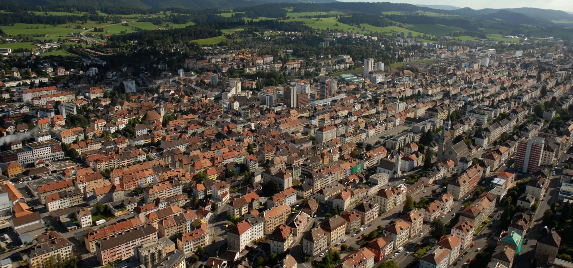 Aerial View La Chaux De Fonds Switzerland Wallpaper