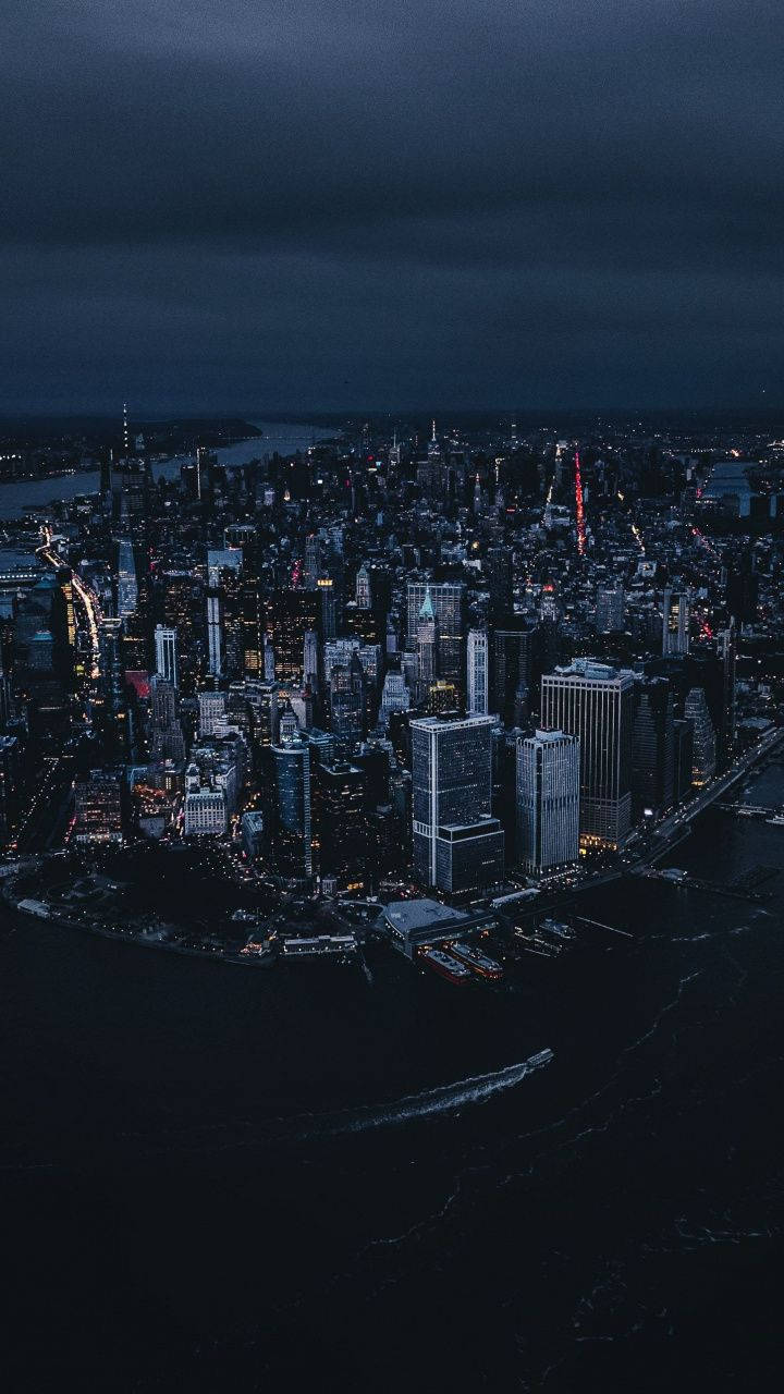 Aerial View New York Night Iphone Wallpaper