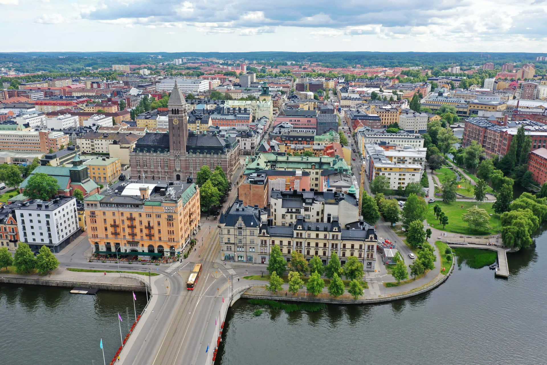 Aerial View Norrkoping Sweden Wallpaper