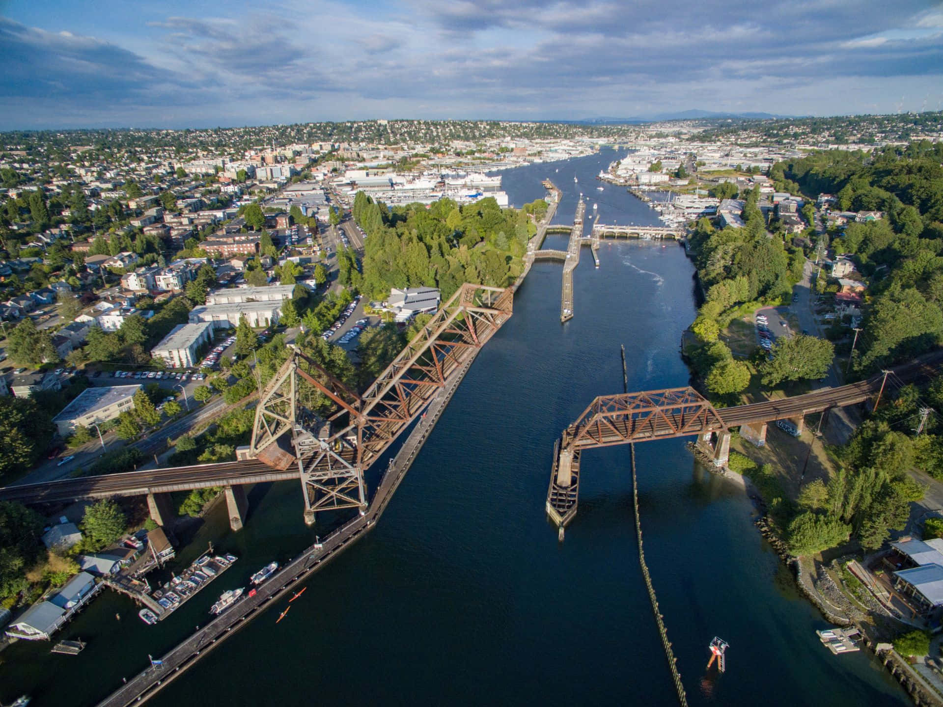 Aerial_ View_of_ Ballard_ Locks_and_ Surrounding_ Area Wallpaper