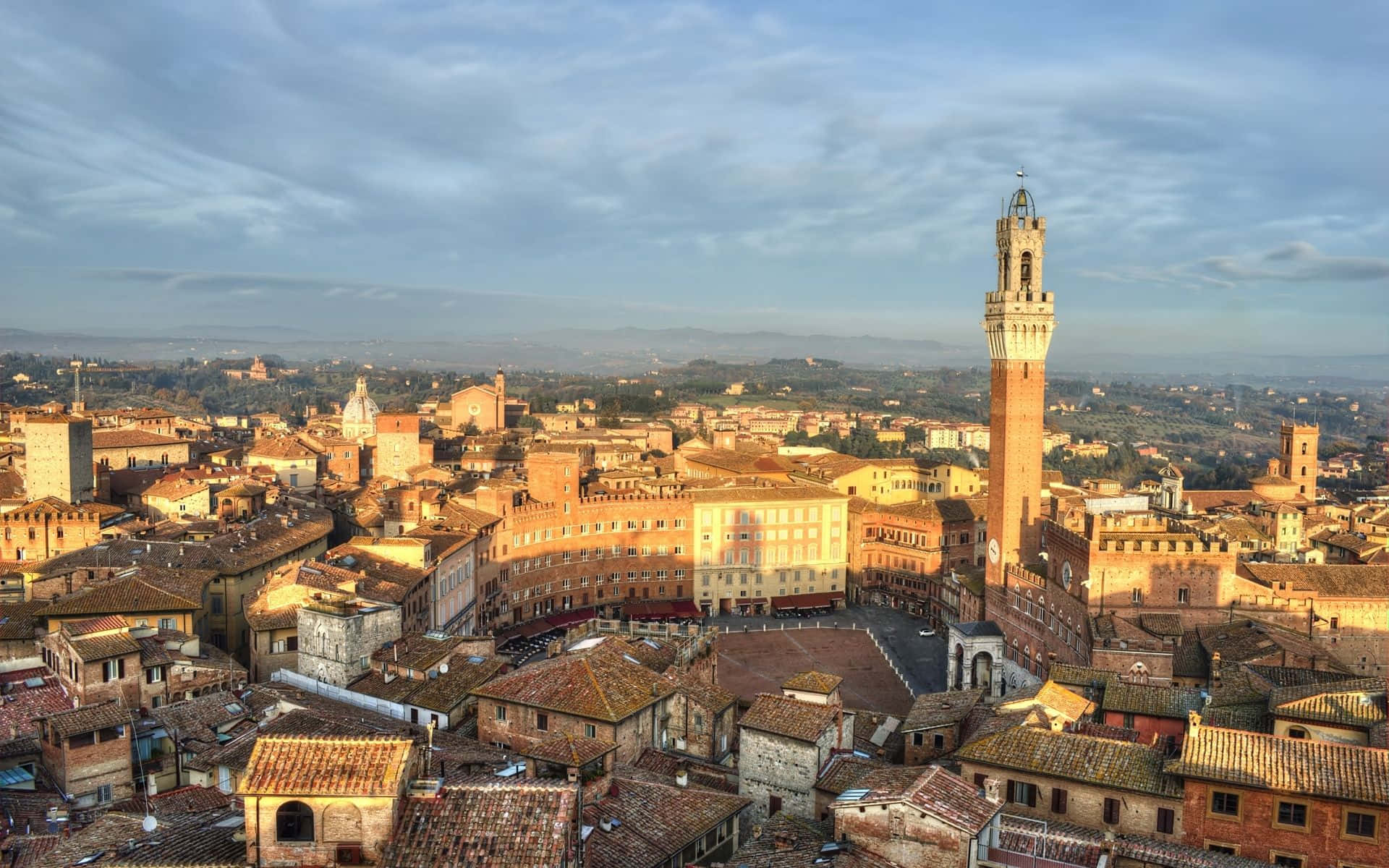 Aerial View Of Brick Buildings In Siena Picture