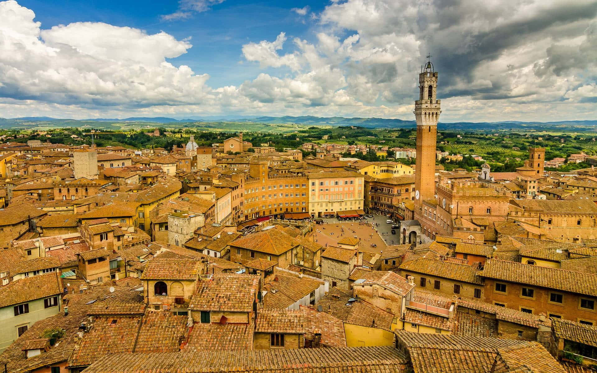 Aerial View Of Brick Houses In Siena Picture