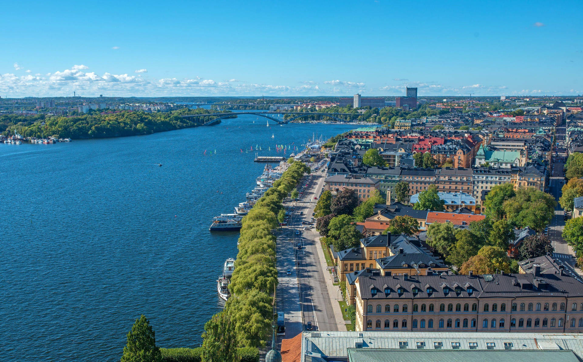 Vistaaerea Di Stoccolma Centrale Sfondo