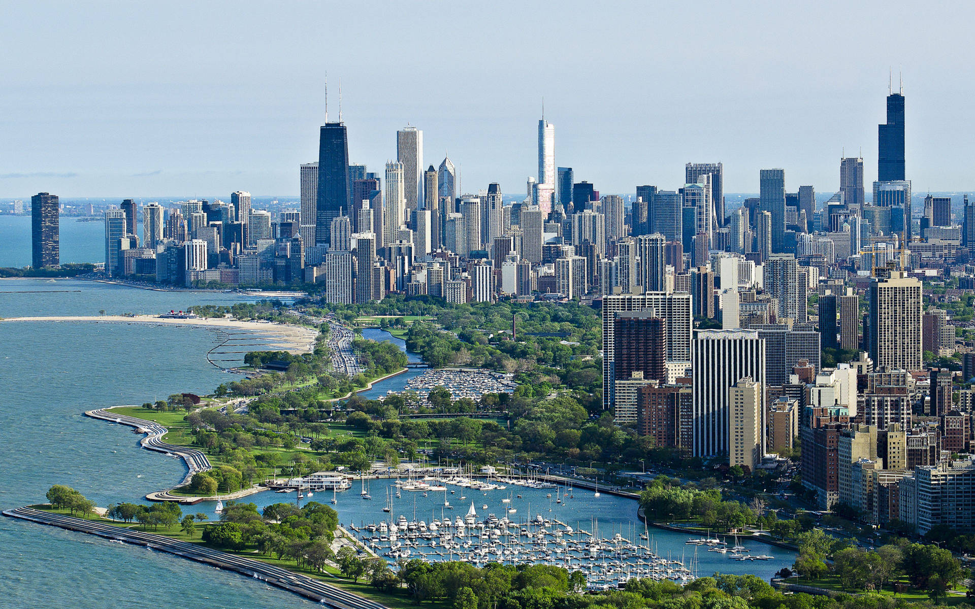 Aerial View Of Chicago Wallpaper