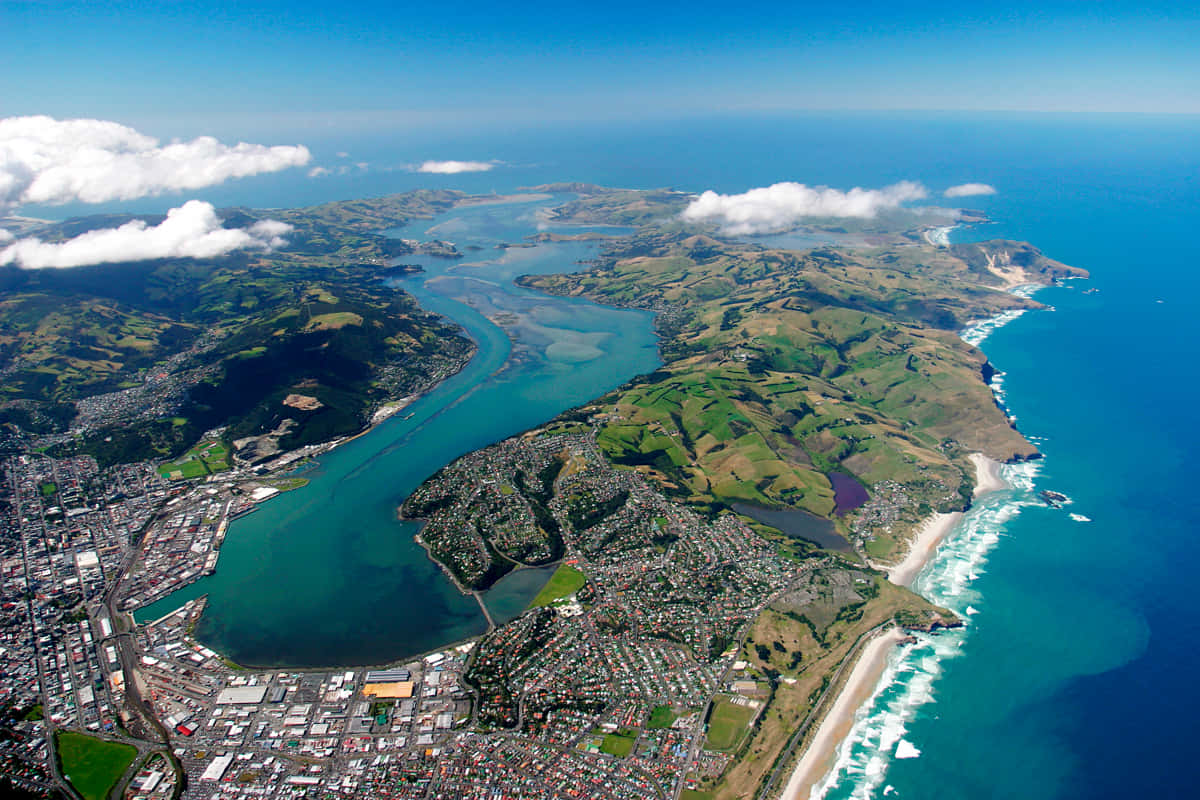 Aerial_ View_of_ Dunedin_and_ Otago_ Peninsula_ New_ Zealand Wallpaper