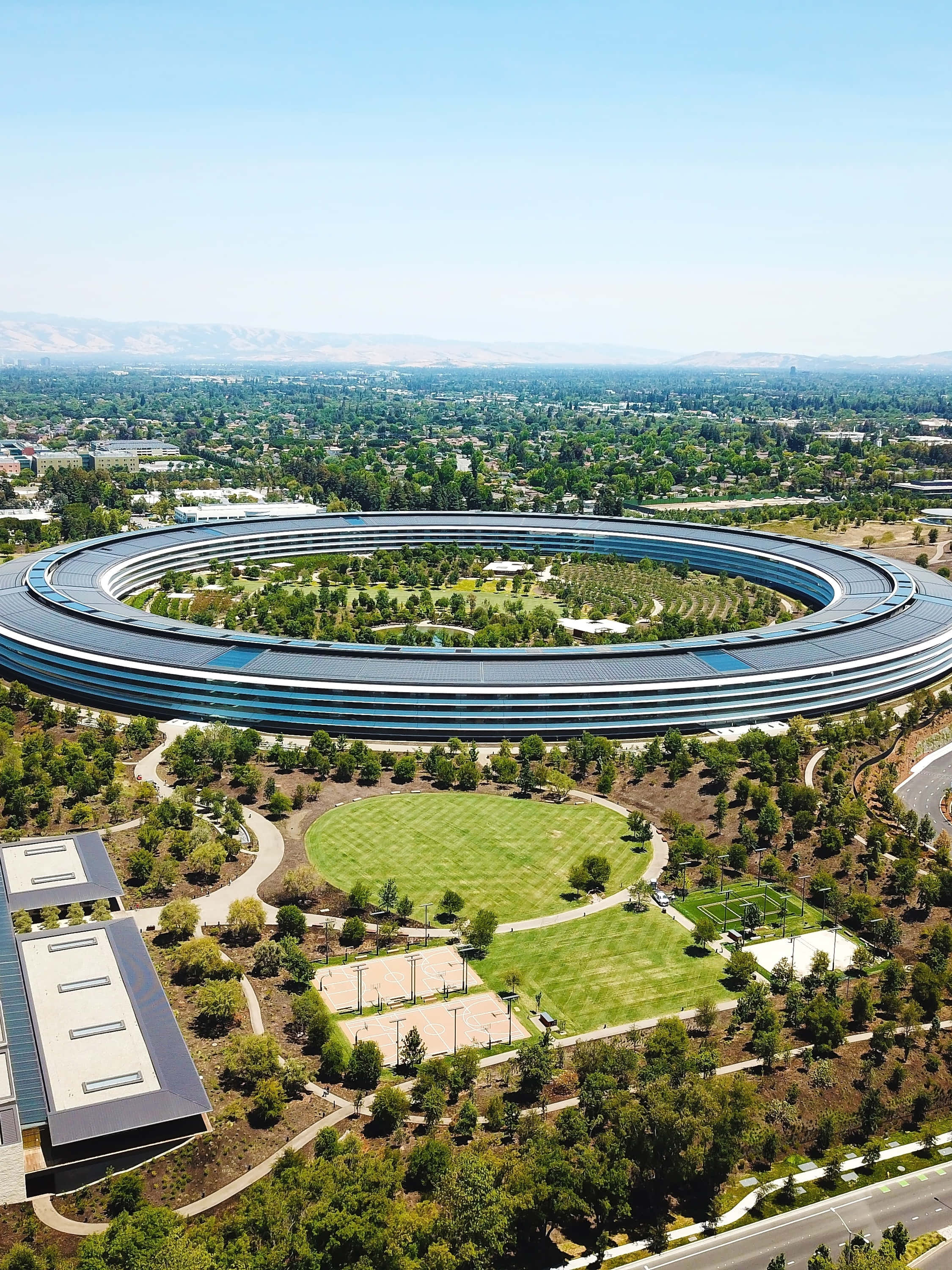 Aerial View Of Innovative Apple Park Wallpaper
