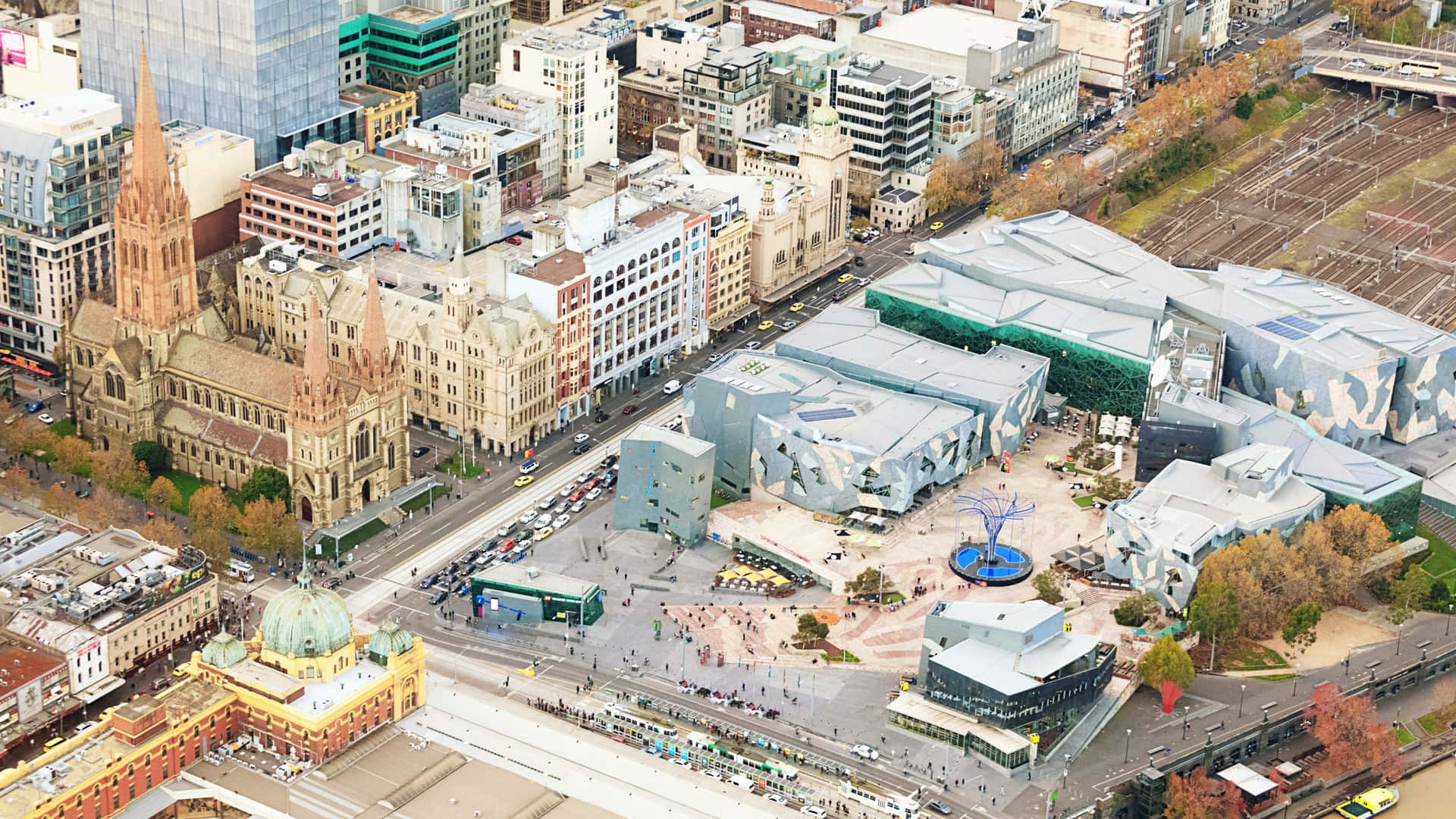 Aerial_ View_of_ Melbourne_ Federation_ Square.jpg Wallpaper