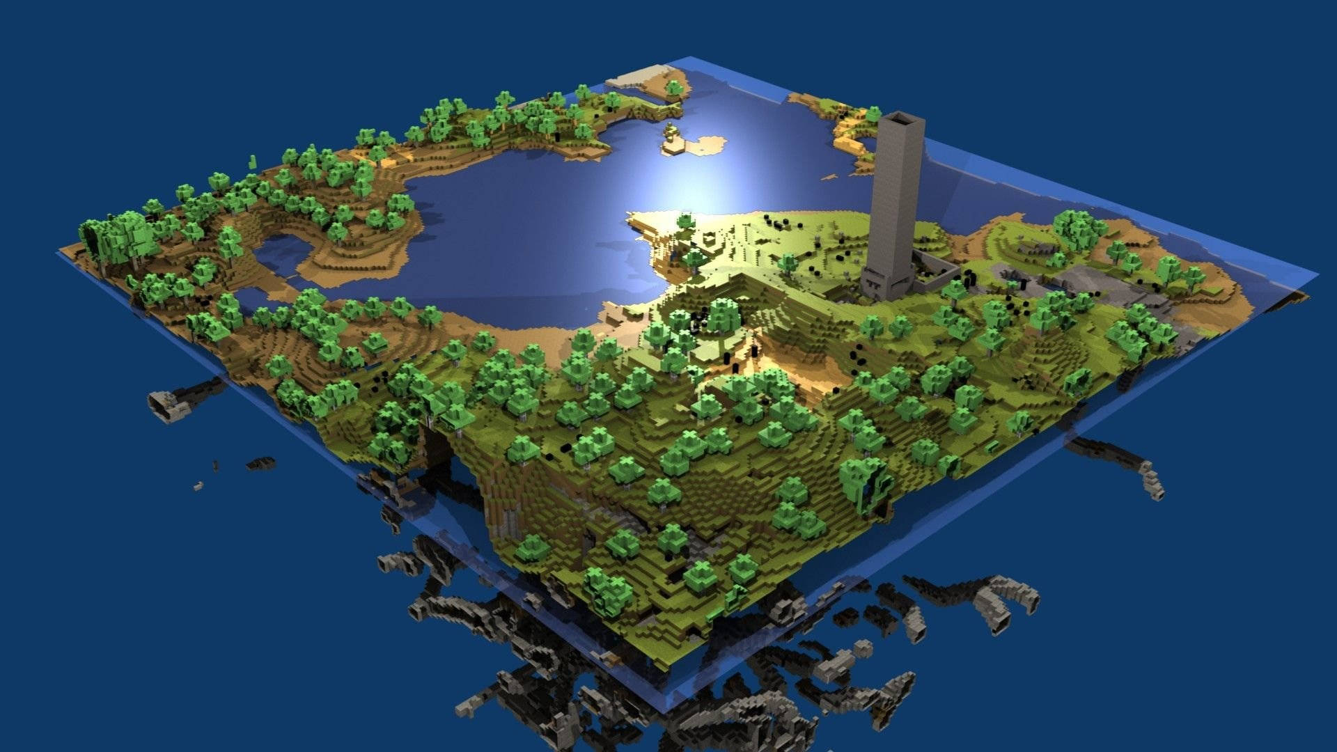 Aerial View Of Minecraft Landscape Wallpaper