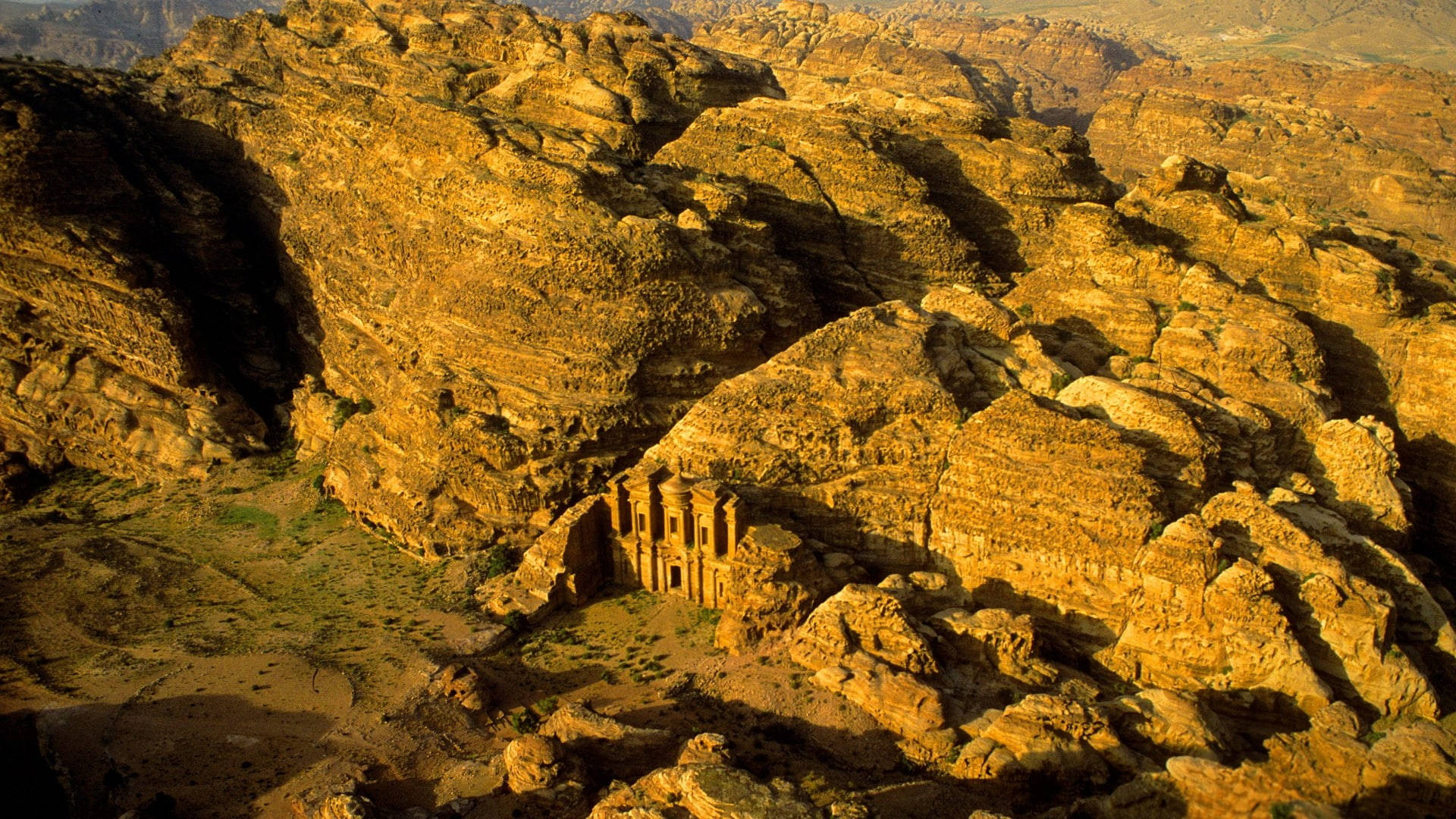 Veduta Aerea Di Petra, In Giordania Sfondo