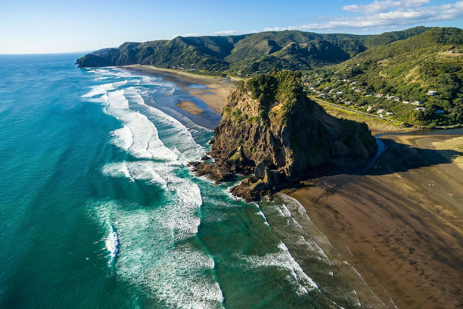 Aerial_ View_of_ Piha_ Beach_ New_ Zealand Wallpaper