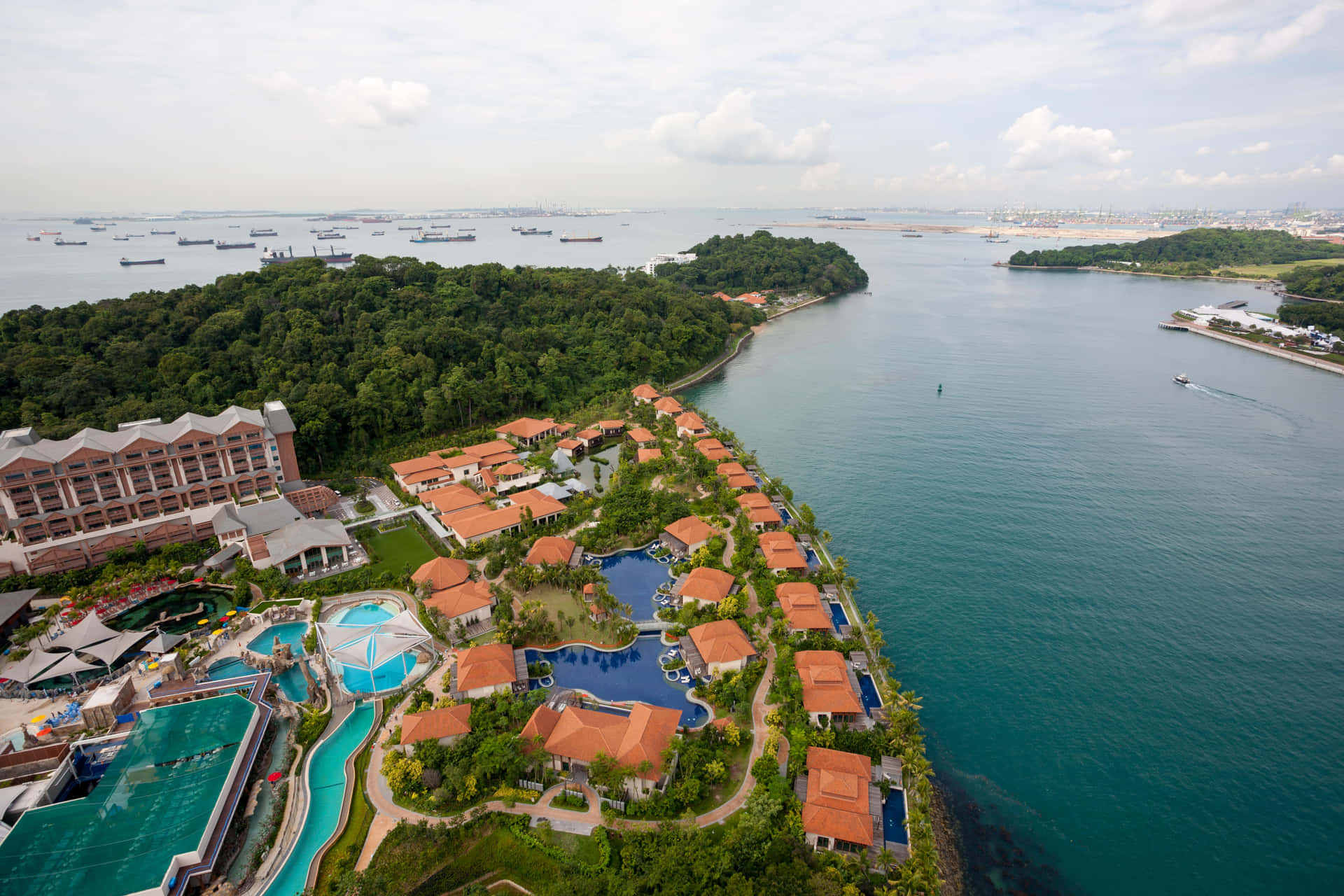 Vue Aérienne De L'île Sentosa Resort Singapour Fond d'écran