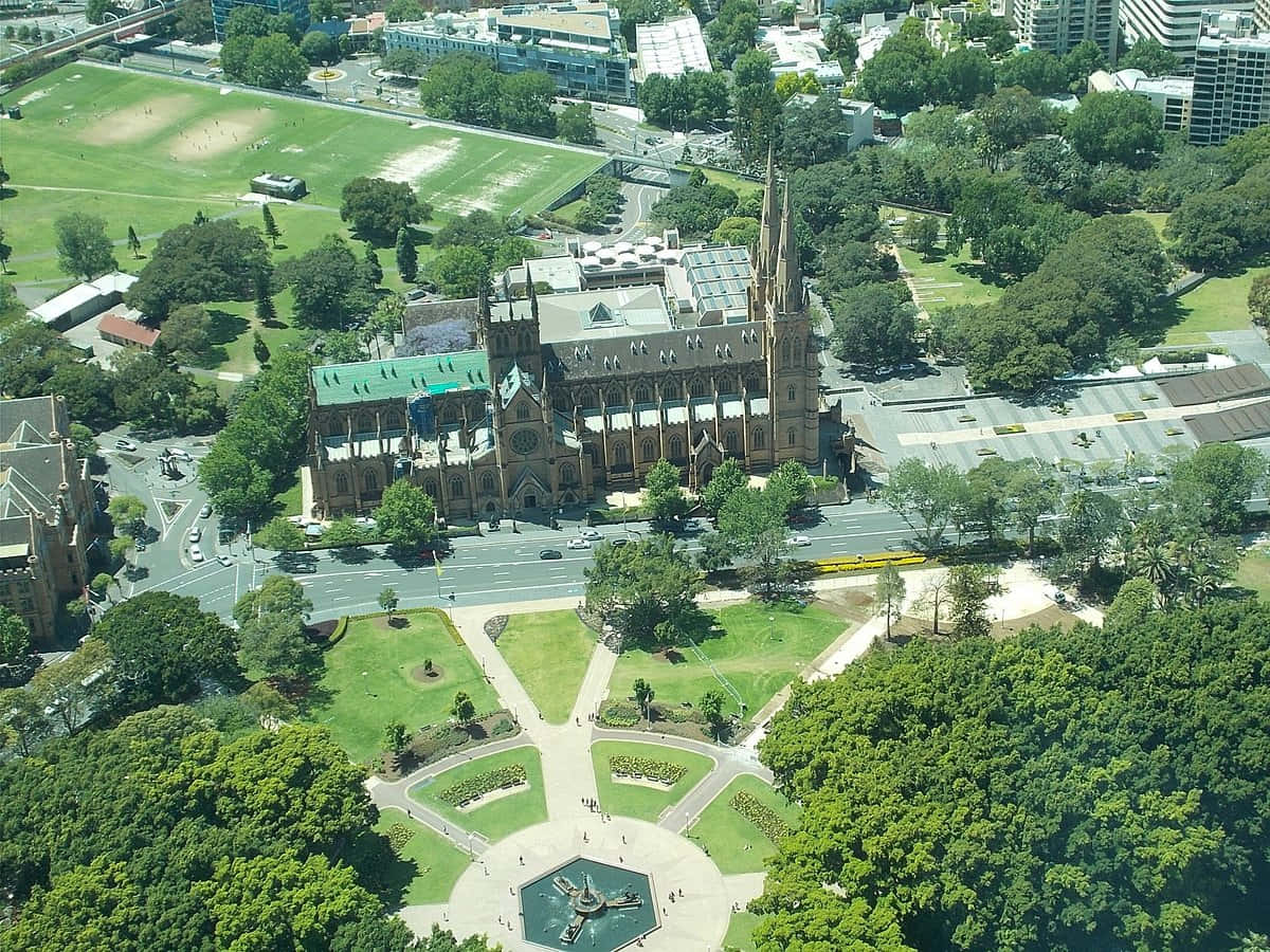 Aerial_ View_of_ St_ Marys_ Cathedral_ Sydney Wallpaper