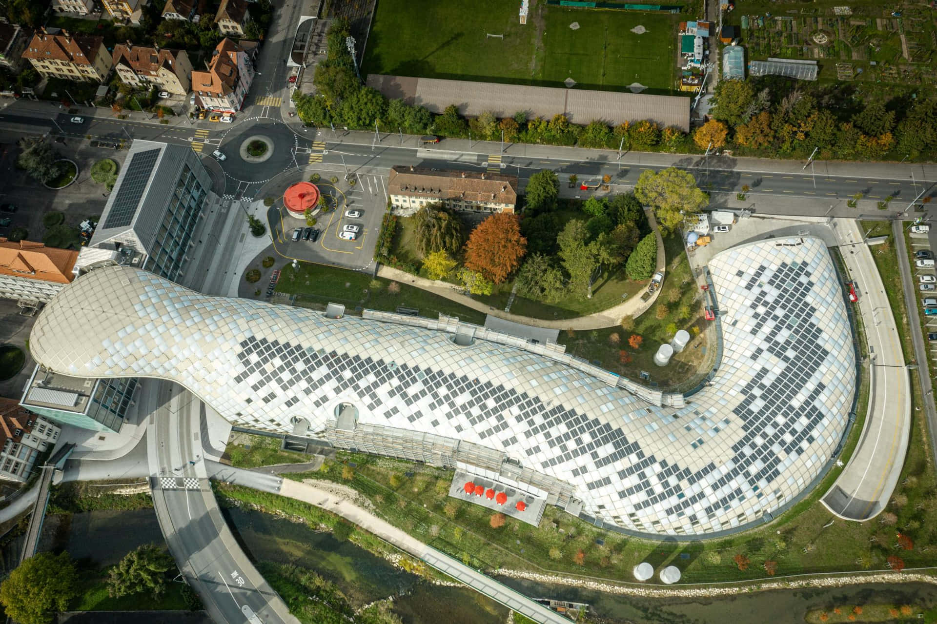 Aerial_ View_of_ Swiss_ Twisted_ Building Wallpaper