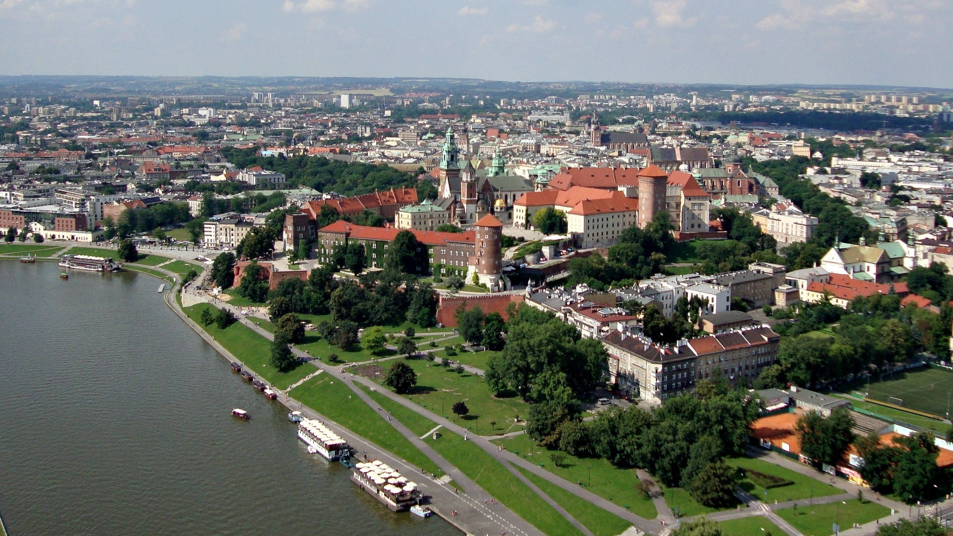 Aerial View Of The City Of Krakow Poland Wallpaper