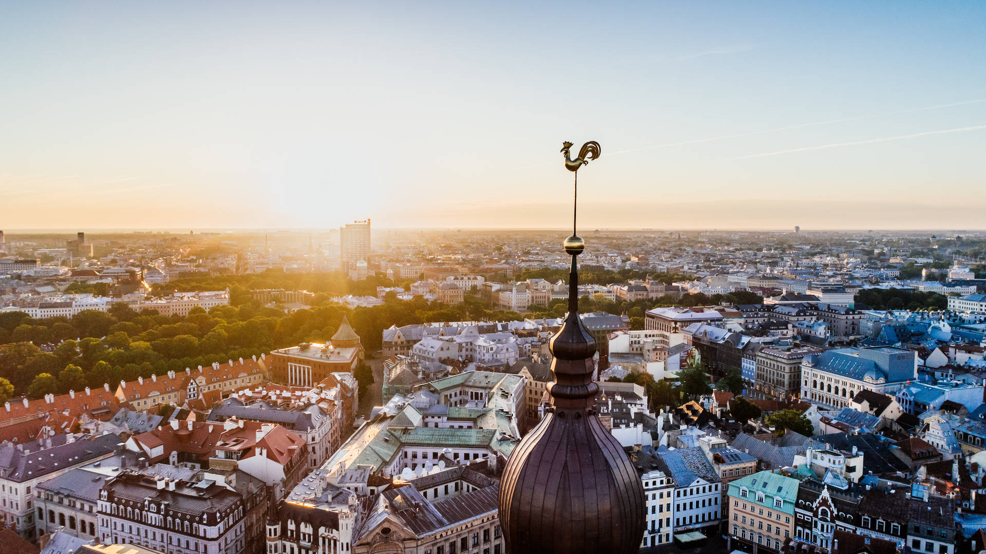 Aerial View Of The City Of Riga Wallpaper