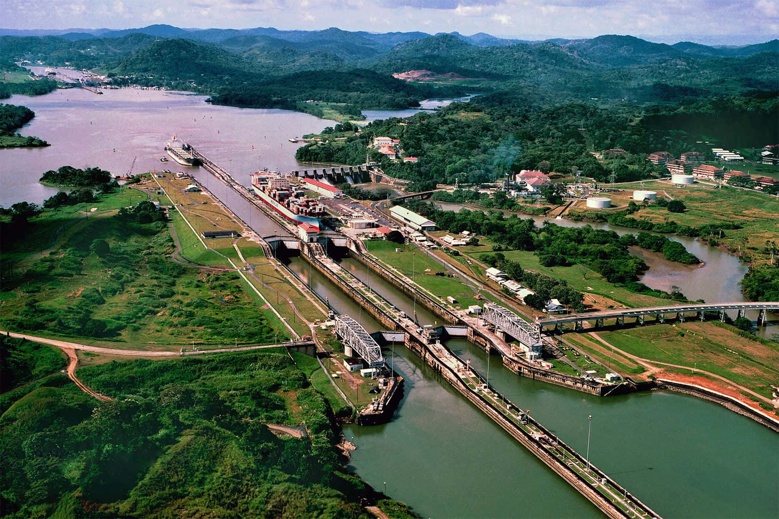 Aerial View Of The Panama Canal Wallpaper
