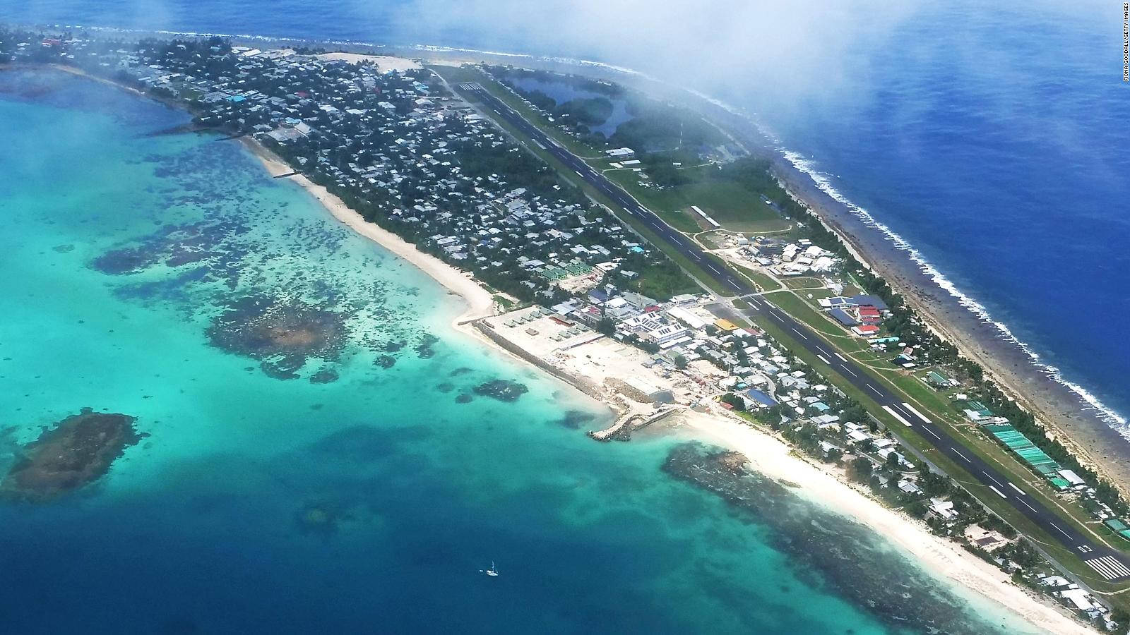 Aerial View Of Tuvalu Water Wallpaper