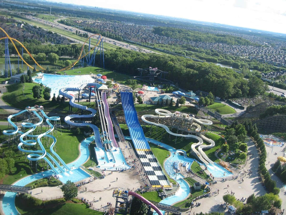 Aerial_ View_of_ Waterpark_and_ Rollercoasters Wallpaper