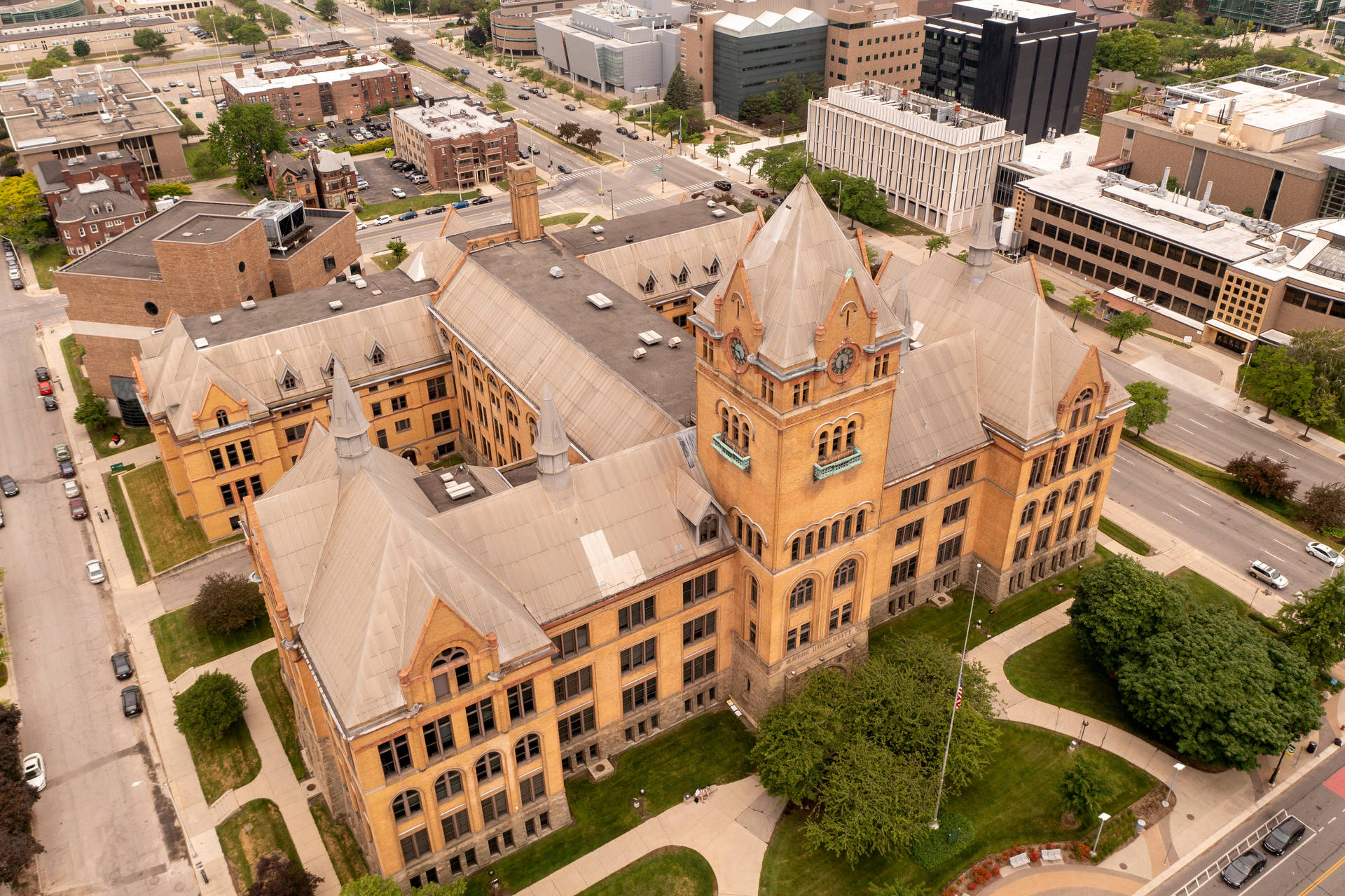 Aerial View of Wayne State University Wallpaper